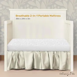 2-in-1 Breathable Two-Sided 3" Portable Mini Crib Mattress