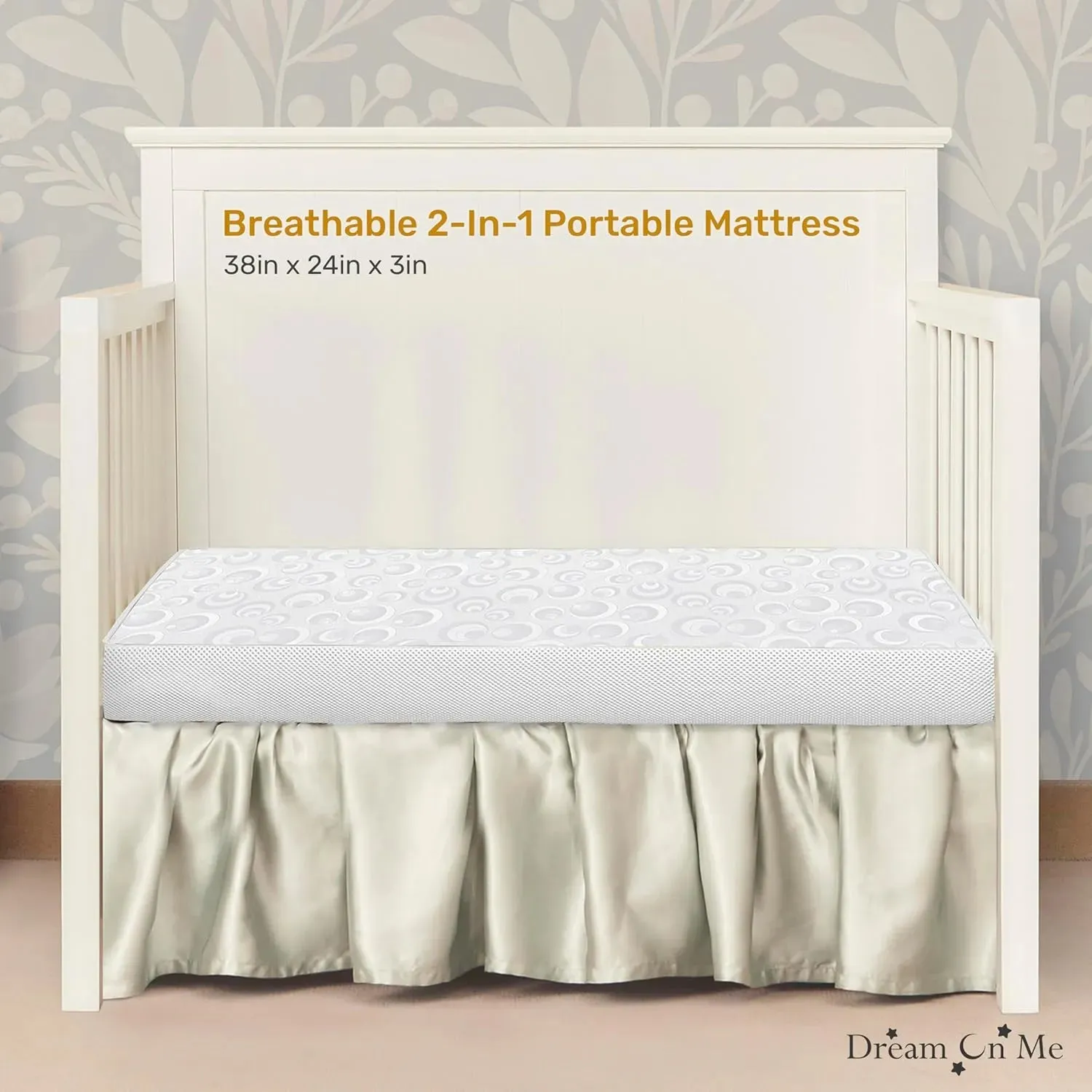 2-in-1 Breathable Two-Sided 3" Portable Mini Crib Mattress