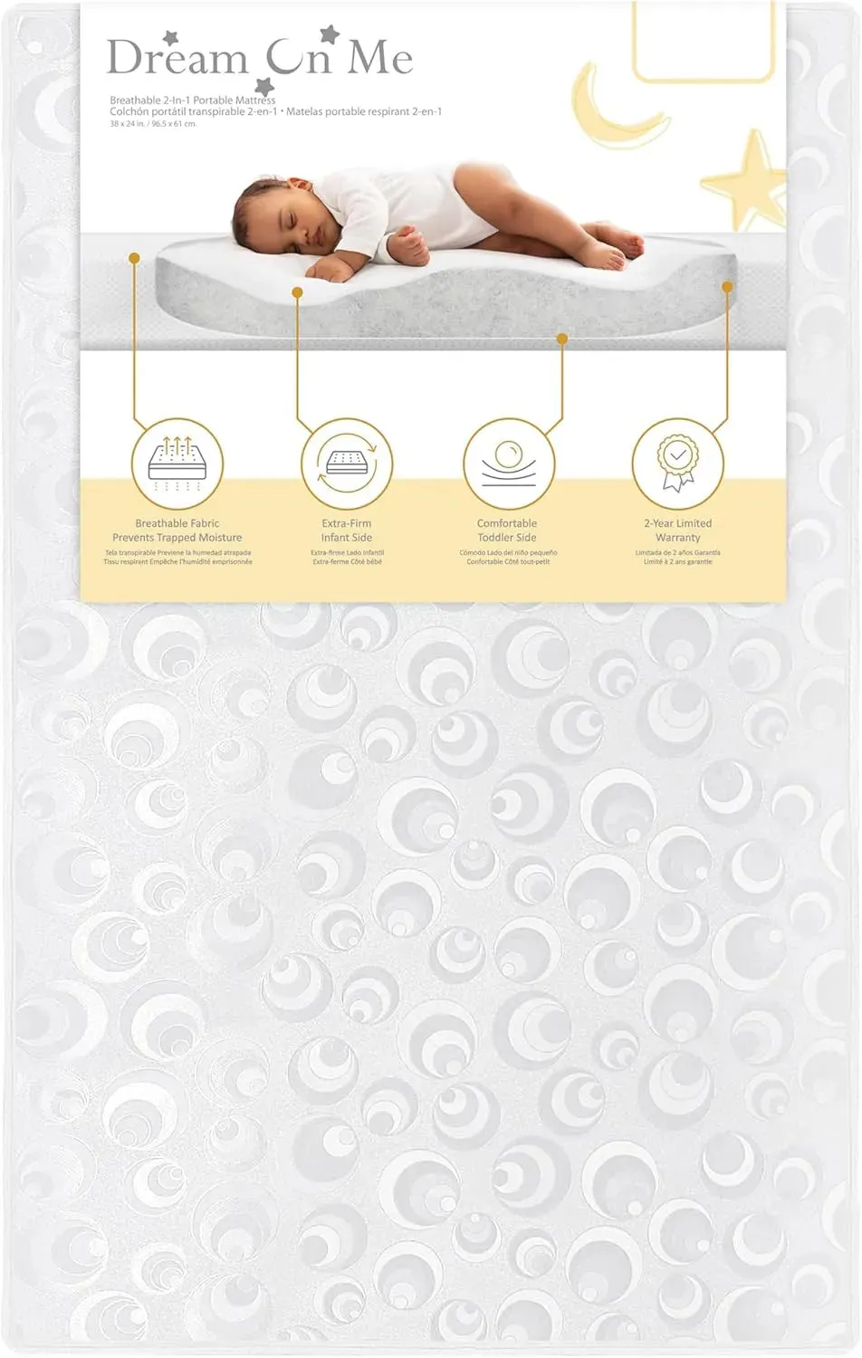 2-in-1 Breathable Two-Sided 3" Portable Mini Crib Mattress