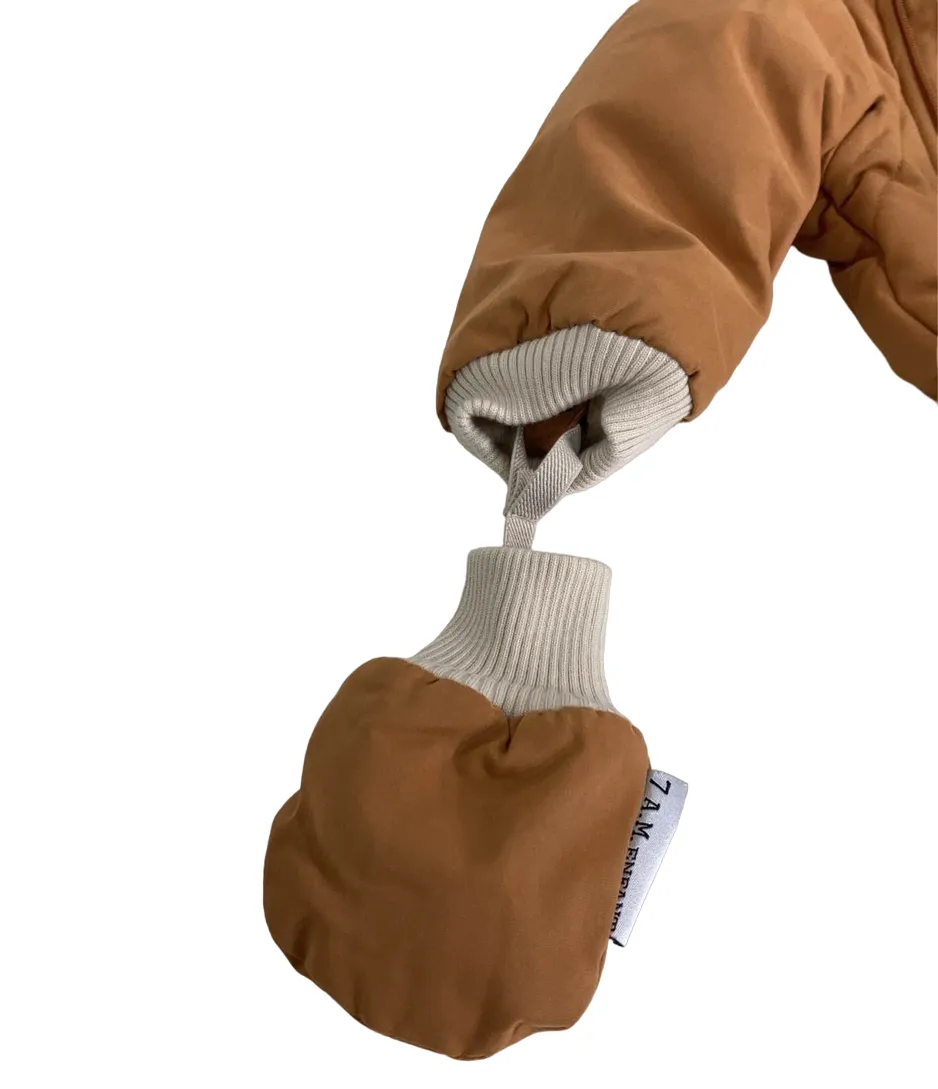 7 A.M. Enfant Benji Snowsuit Bebe, 6-12 months, Cognac