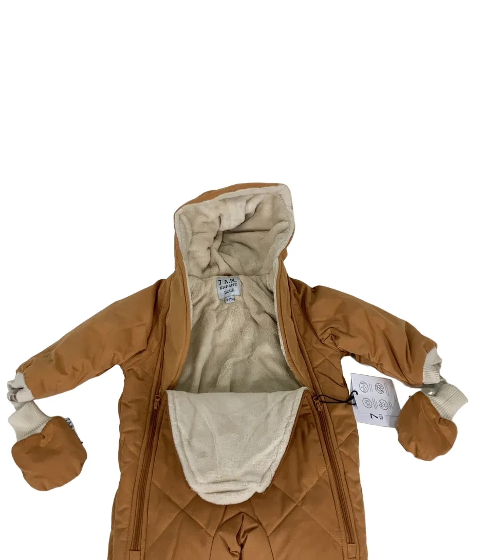 7 A.M. Enfant Benji Snowsuit Bebe, 6-12 months, Cognac