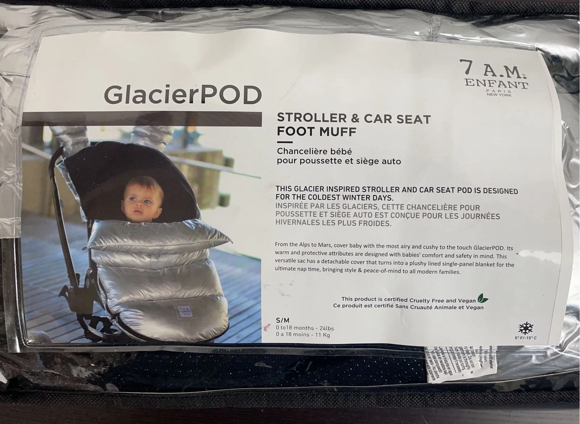 7 A.M. Enfant GlacierPOD Stroller and Car Seat Footmuff, Small/Medium