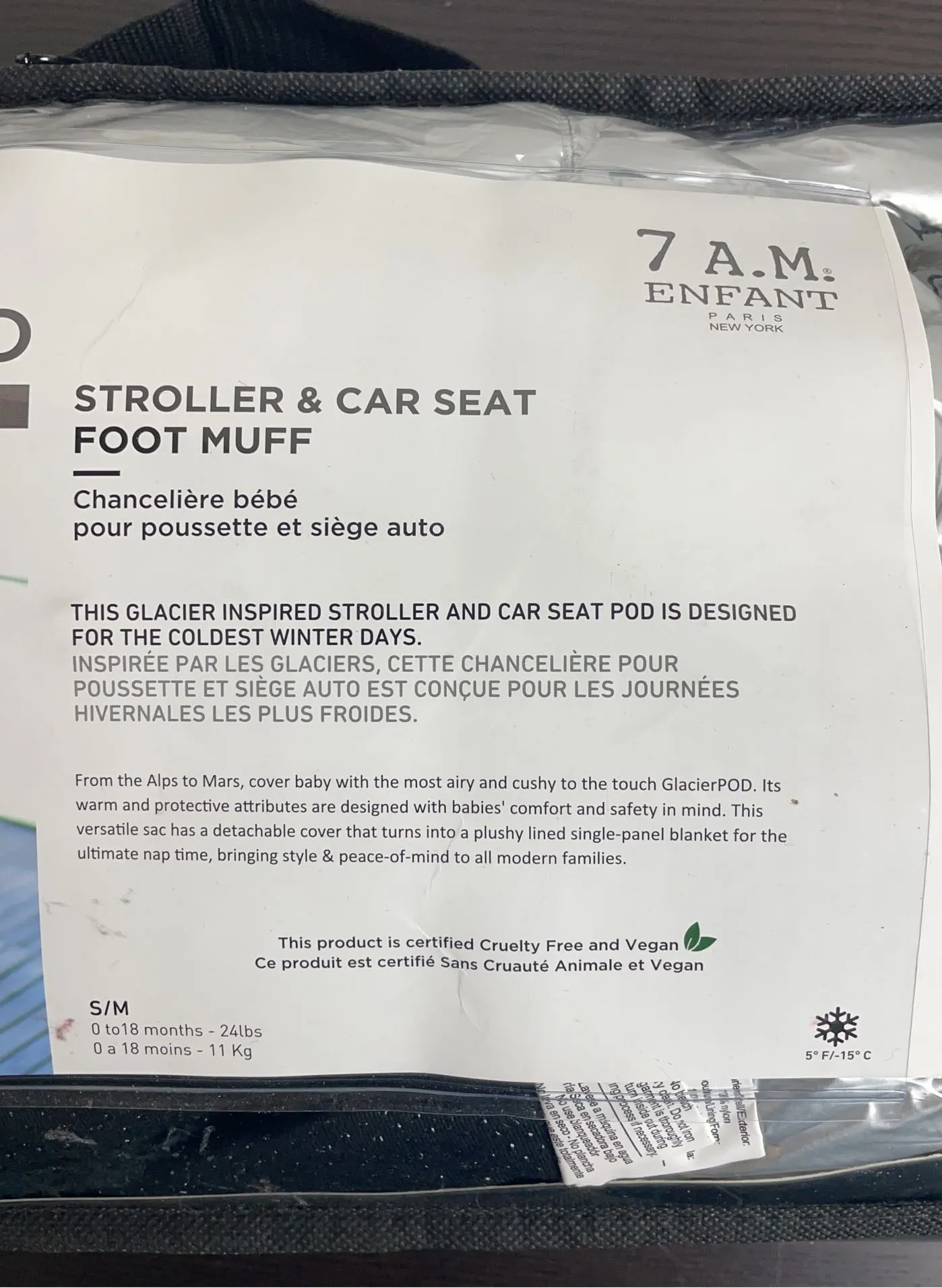 7 A.M. Enfant GlacierPOD Stroller and Car Seat Footmuff, Small/Medium