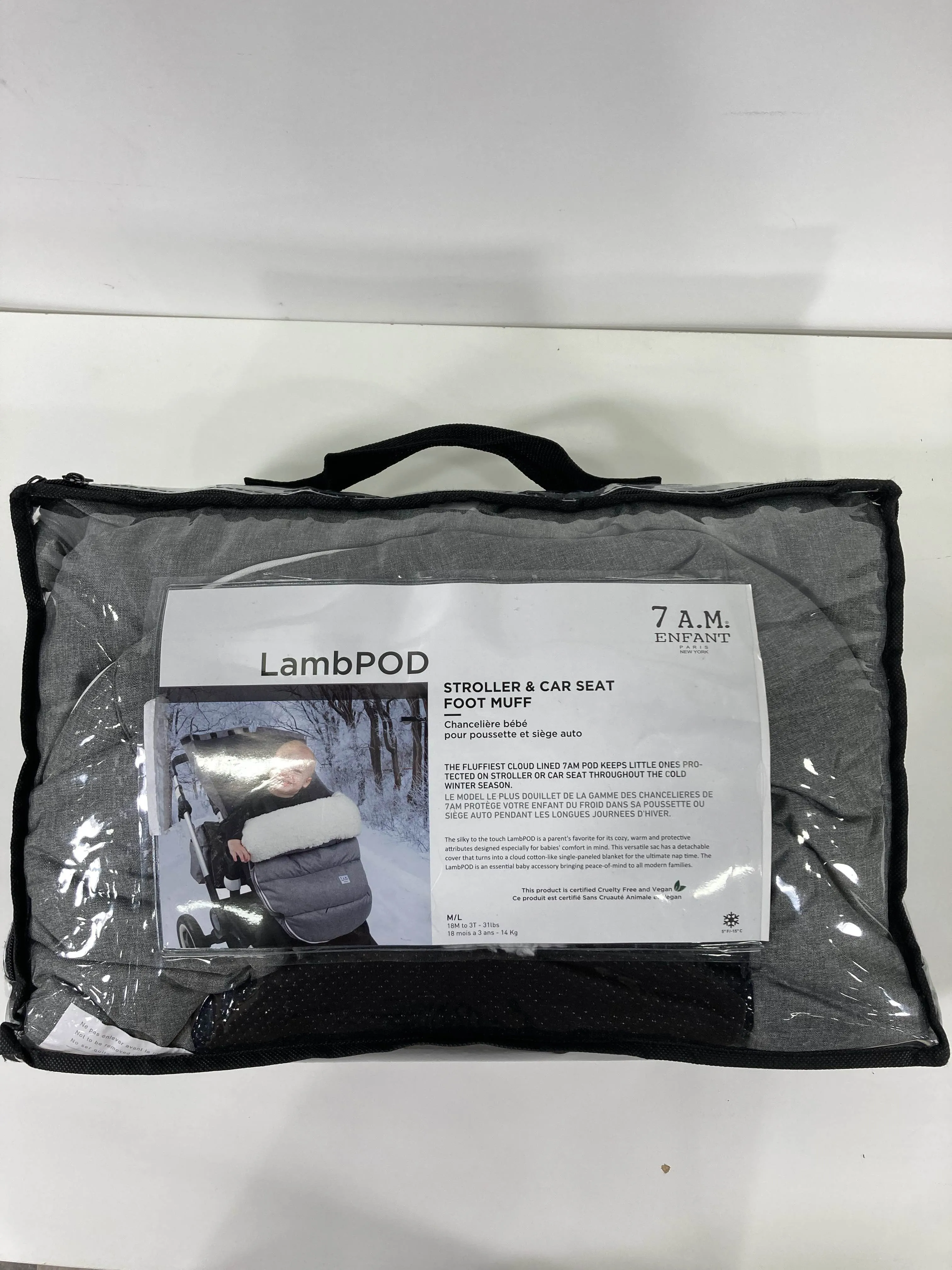 7 A.M. Enfant LambPOD Stroller and Car Seat Footmuff, Heather grey, Medium/Large