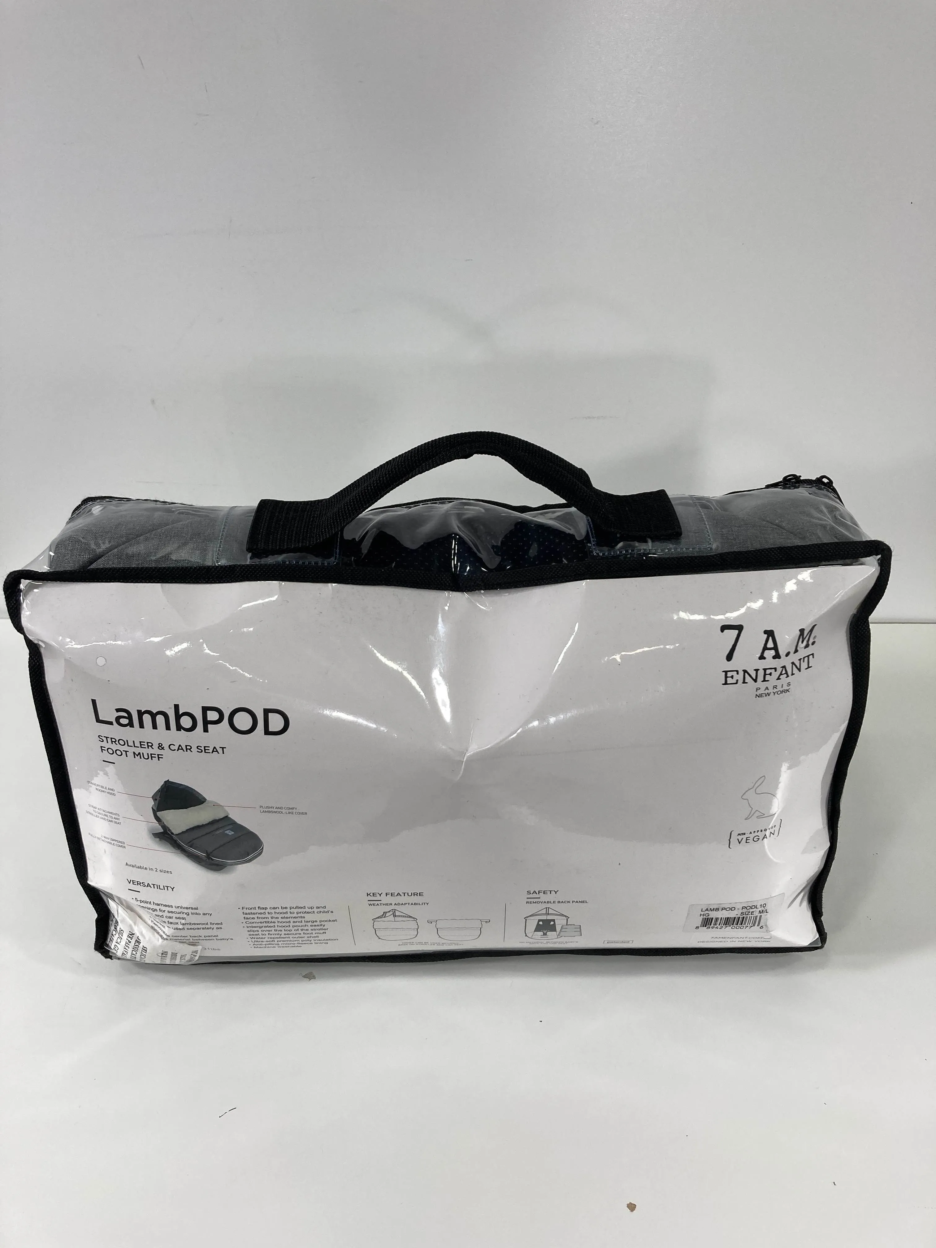 7 A.M. Enfant LambPOD Stroller and Car Seat Footmuff, Heather grey, Medium/Large