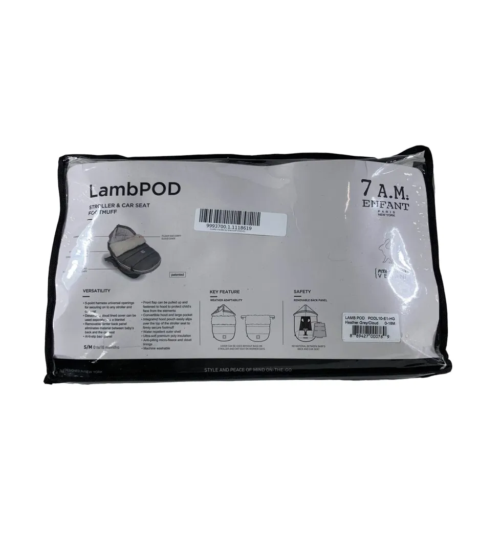 7 A.M. Enfant LambPOD Stroller and Car Seat Footmuff, Small/Medium, Heather Grey