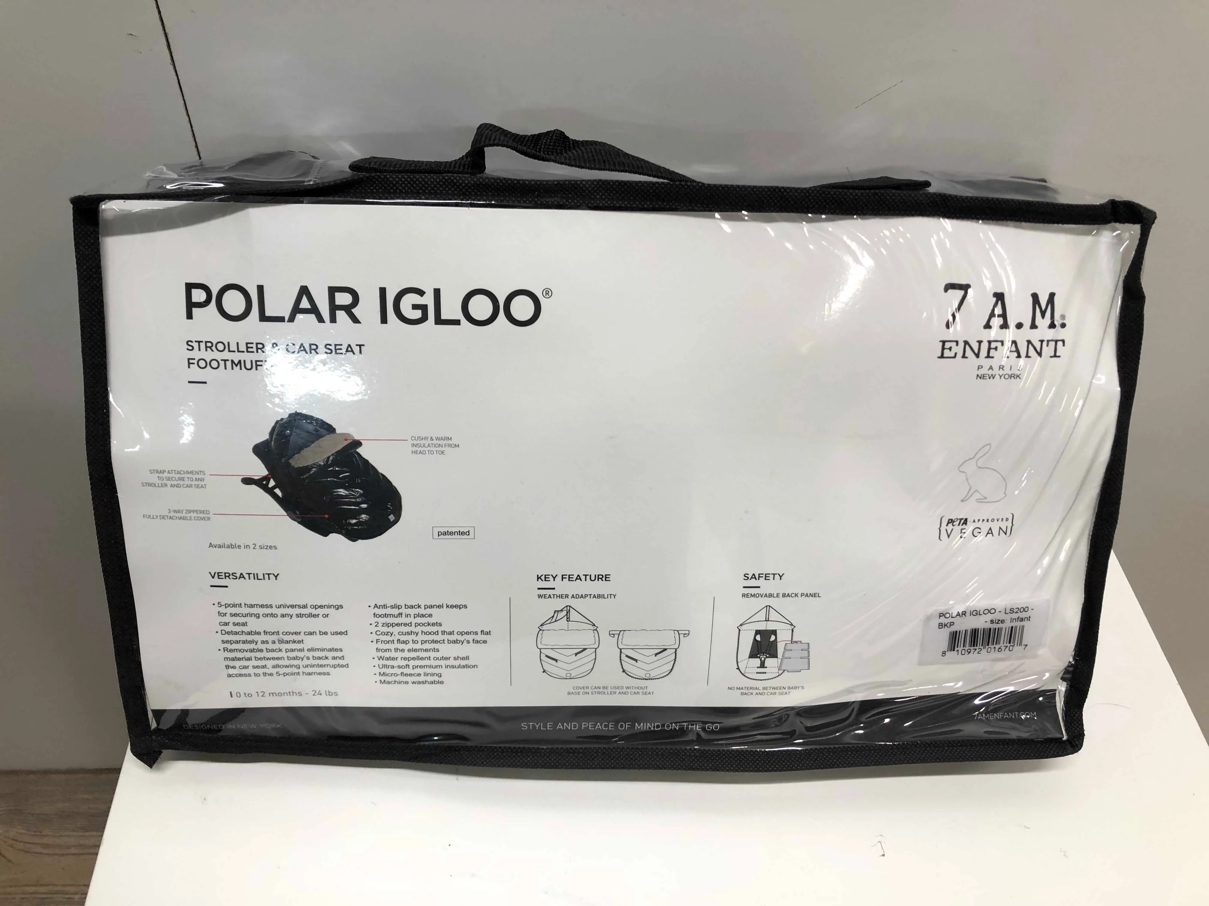 7 A.M. Enfant Polar Igloo Footmuff, Infant, Black
