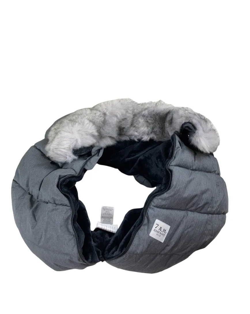 7 A.M. Enfant Tundra Car Seat Cocoon, Heather Grey Dark/Arctic Faux Fur