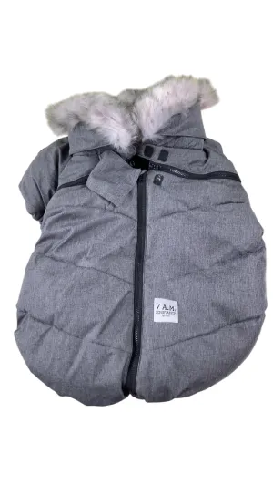 7 A.M. Enfant Tundra Car Seat Cocoon, Heather Grey Dark/Arctic Faux Fur