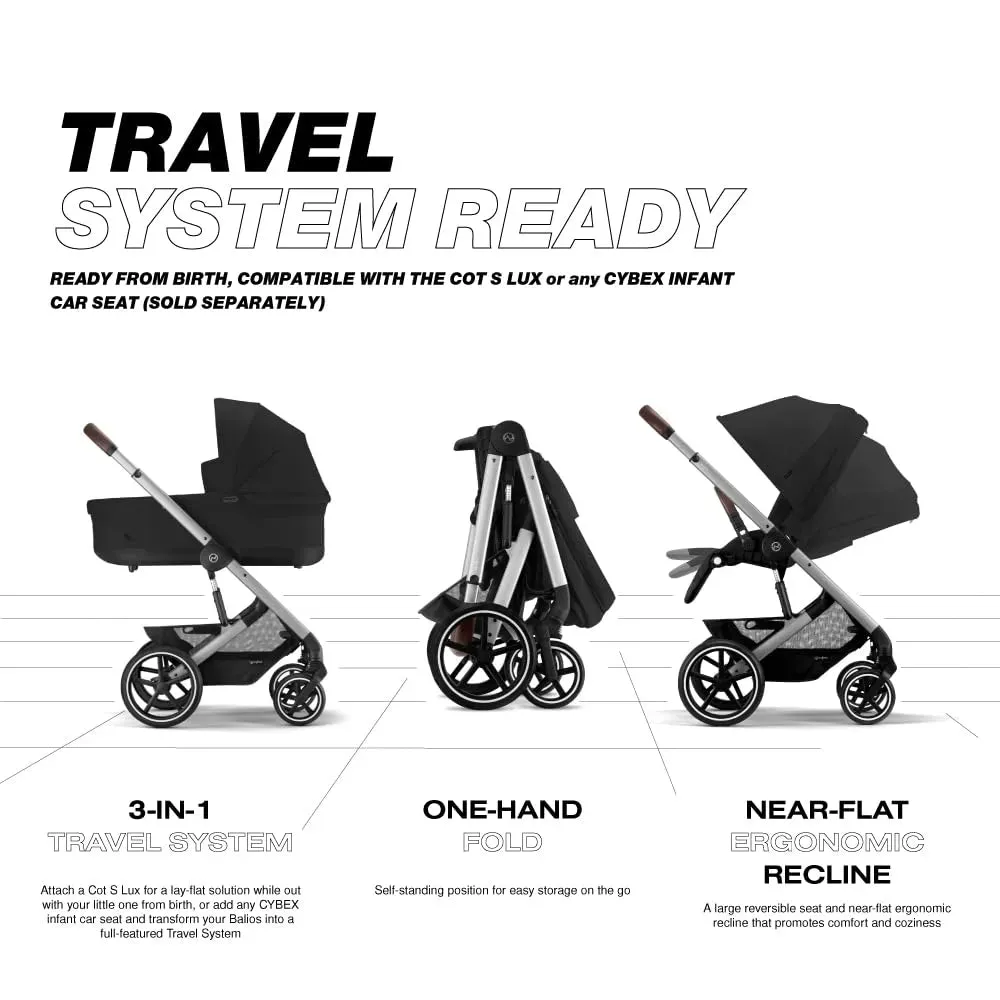 Balios S Lux Stroller - Silver Frame Moon Black Seat