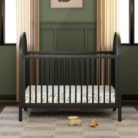 Bondi Cane 3-in-1 Convertible Crib w/ Toddler Bed Kit- Black with Natural Cane