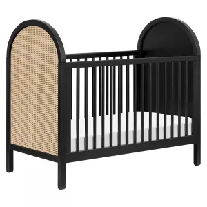 Bondi Cane 3-in-1 Convertible Crib w/ Toddler Bed Kit- Black with Natural Cane