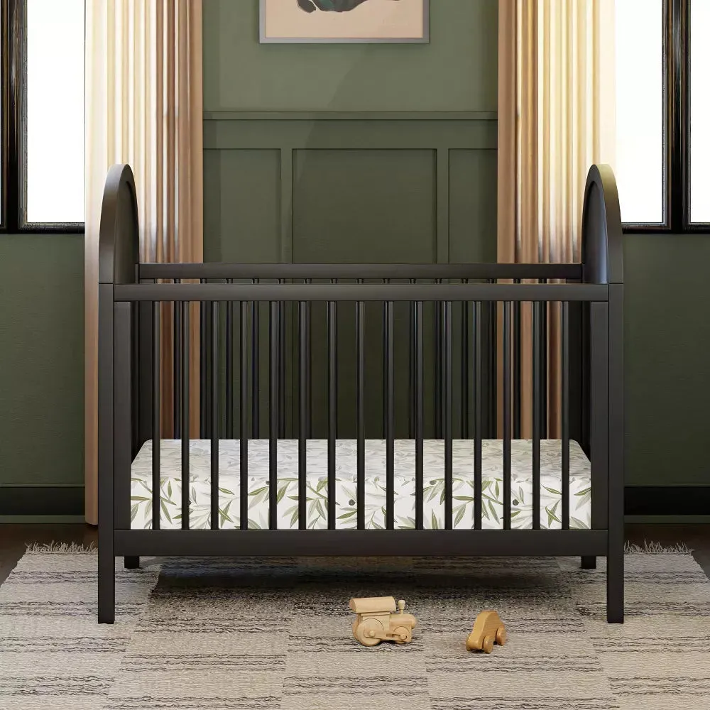 Bondi Cane 3-in-1 Convertible Crib w/ Toddler Bed Kit- Black with Natural Cane