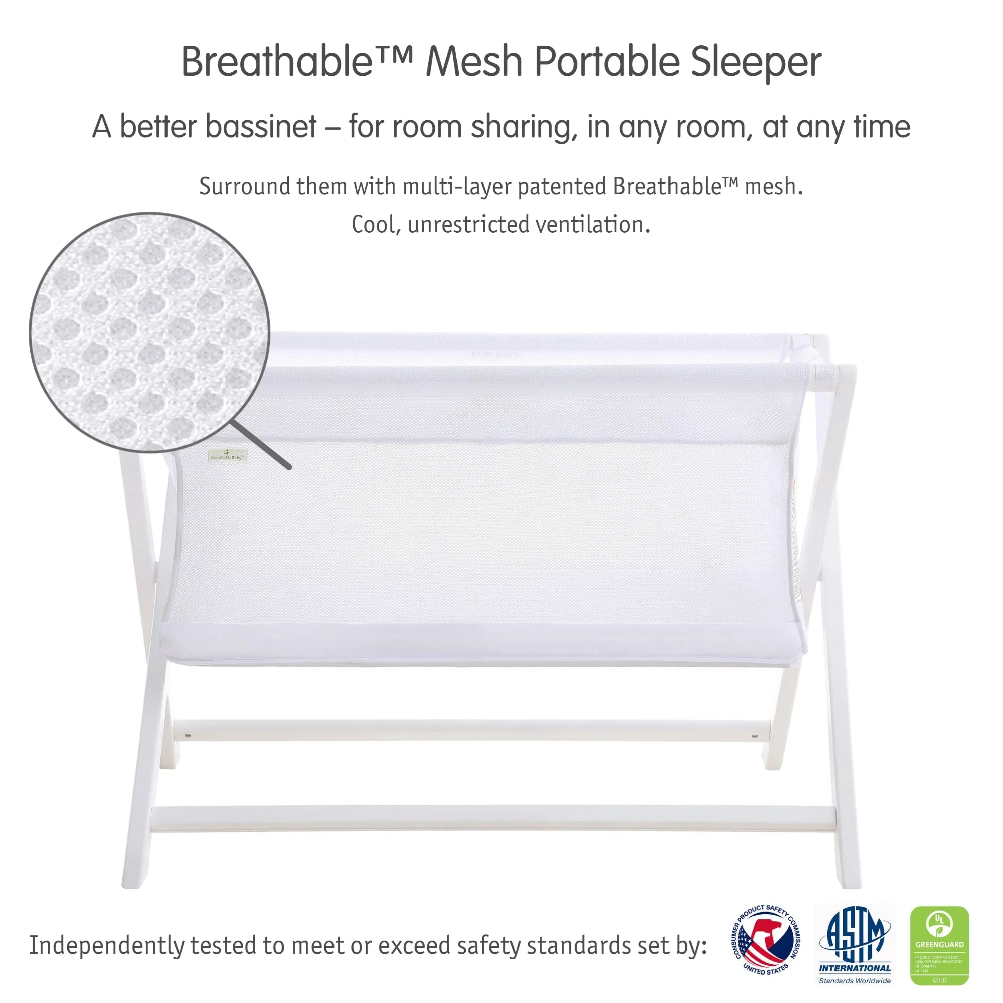 Breathable™ Mesh Portable Sleeper — White — Greenguard Gold Certified
