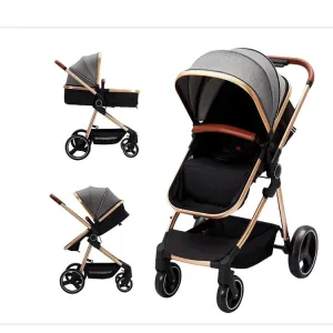 Cathe Convertible Baby Stroller, 3 in 1 Reversible Bassinet Stroller for Newborn grey (Floor Model)