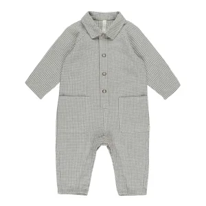Collared Baby Jumpsuit - Forest Gingham - FINAL SALE