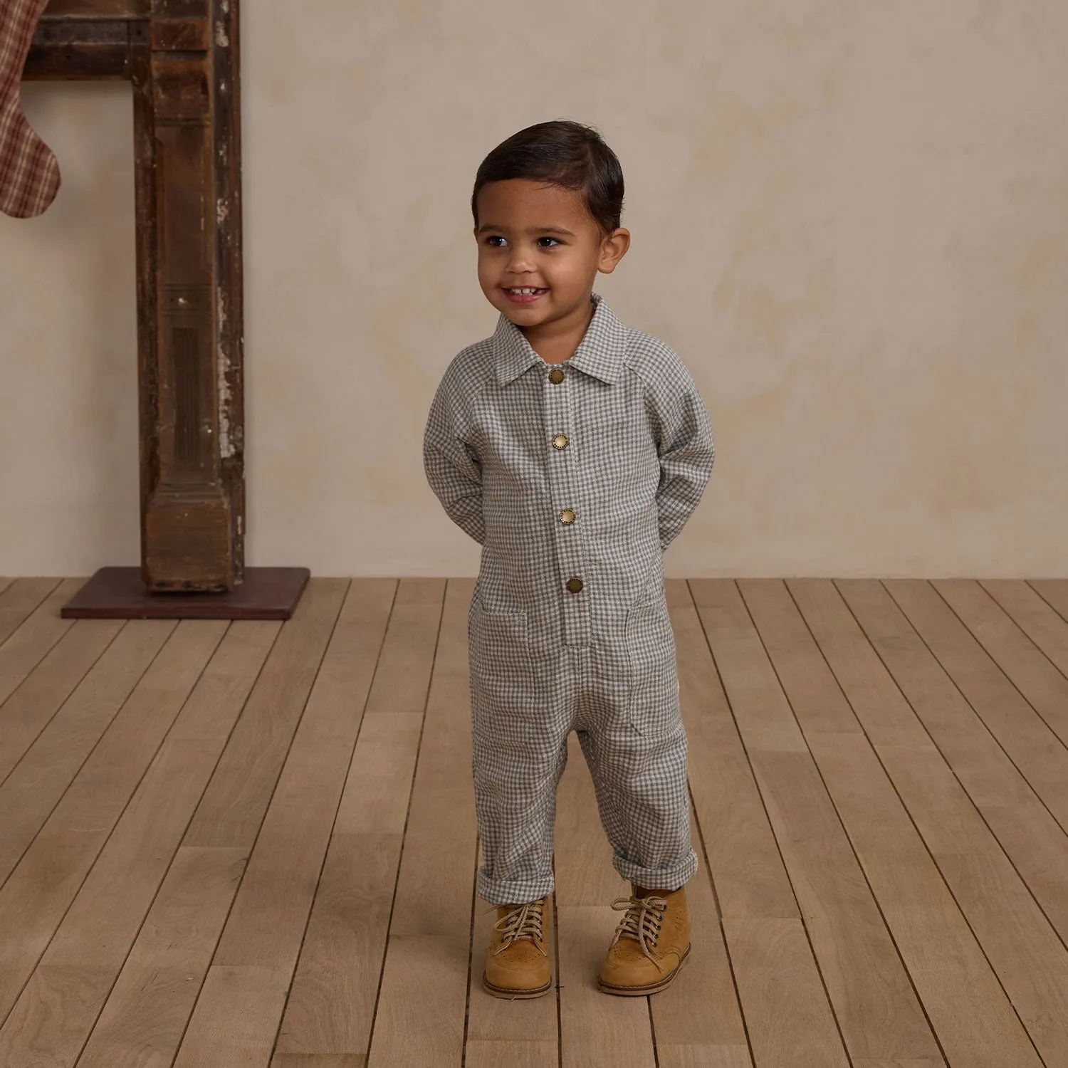 Collared Baby Jumpsuit - Forest Gingham - FINAL SALE