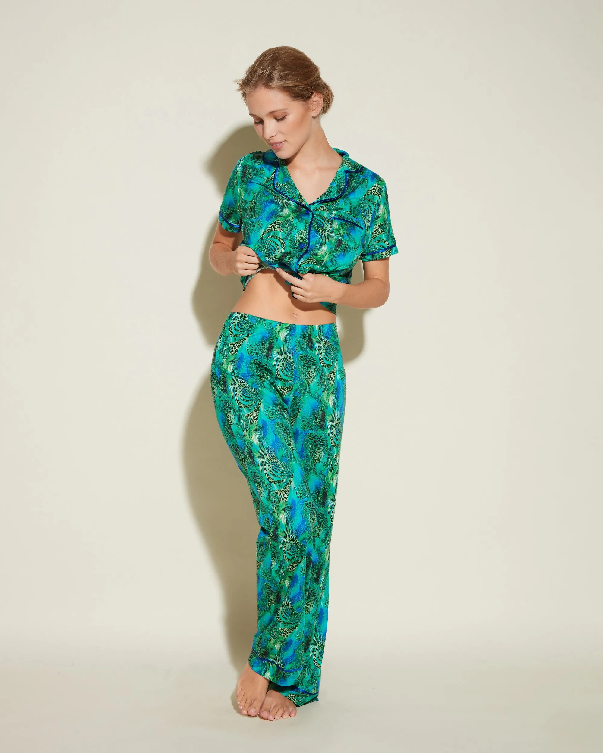 Conjunto De Pijama Con Camisa De Manga Corta Y Pantalones
