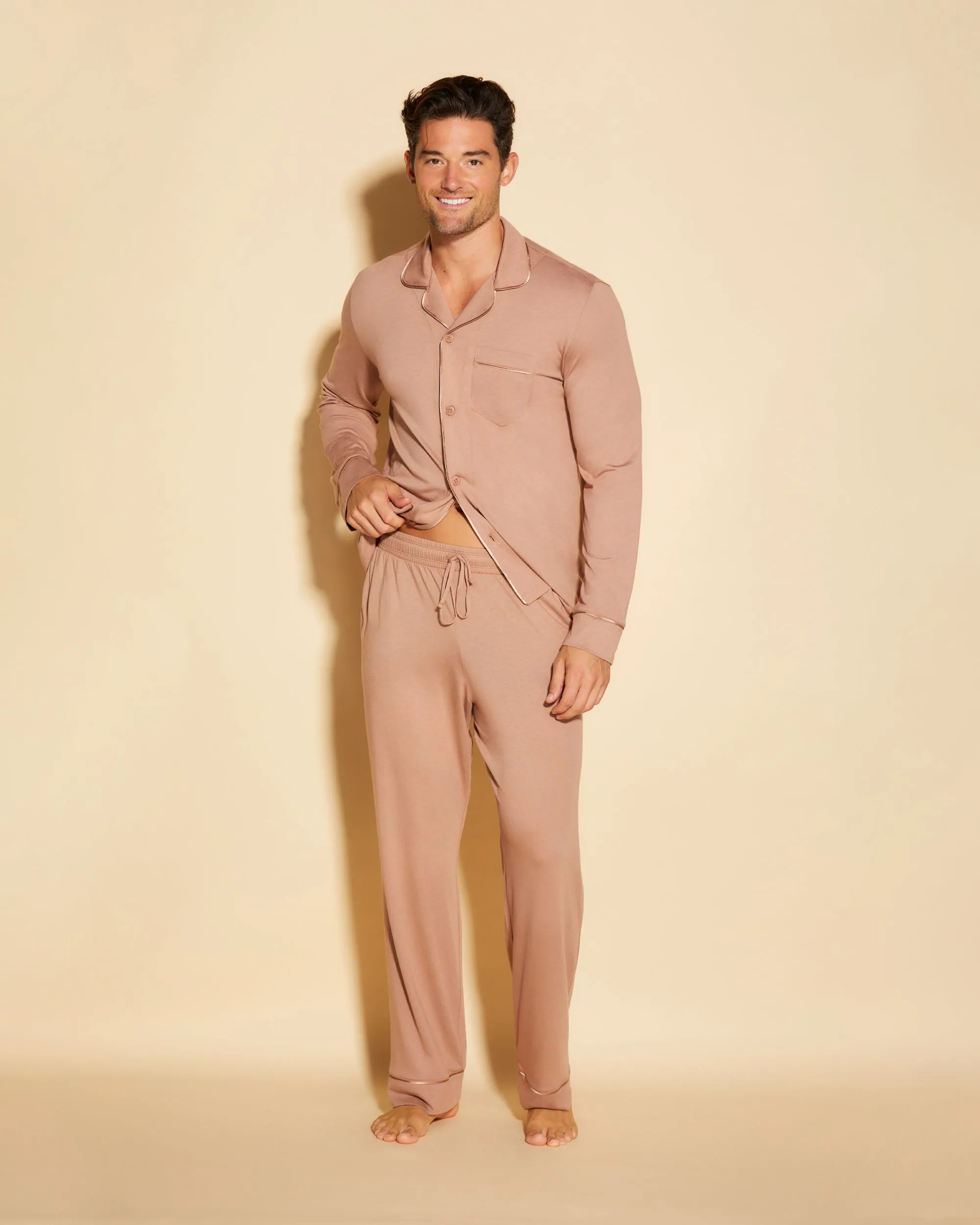 Conjunto De Pijama Para Hombre Clásico Con Camisa De Manga Larga Y Pantalones
