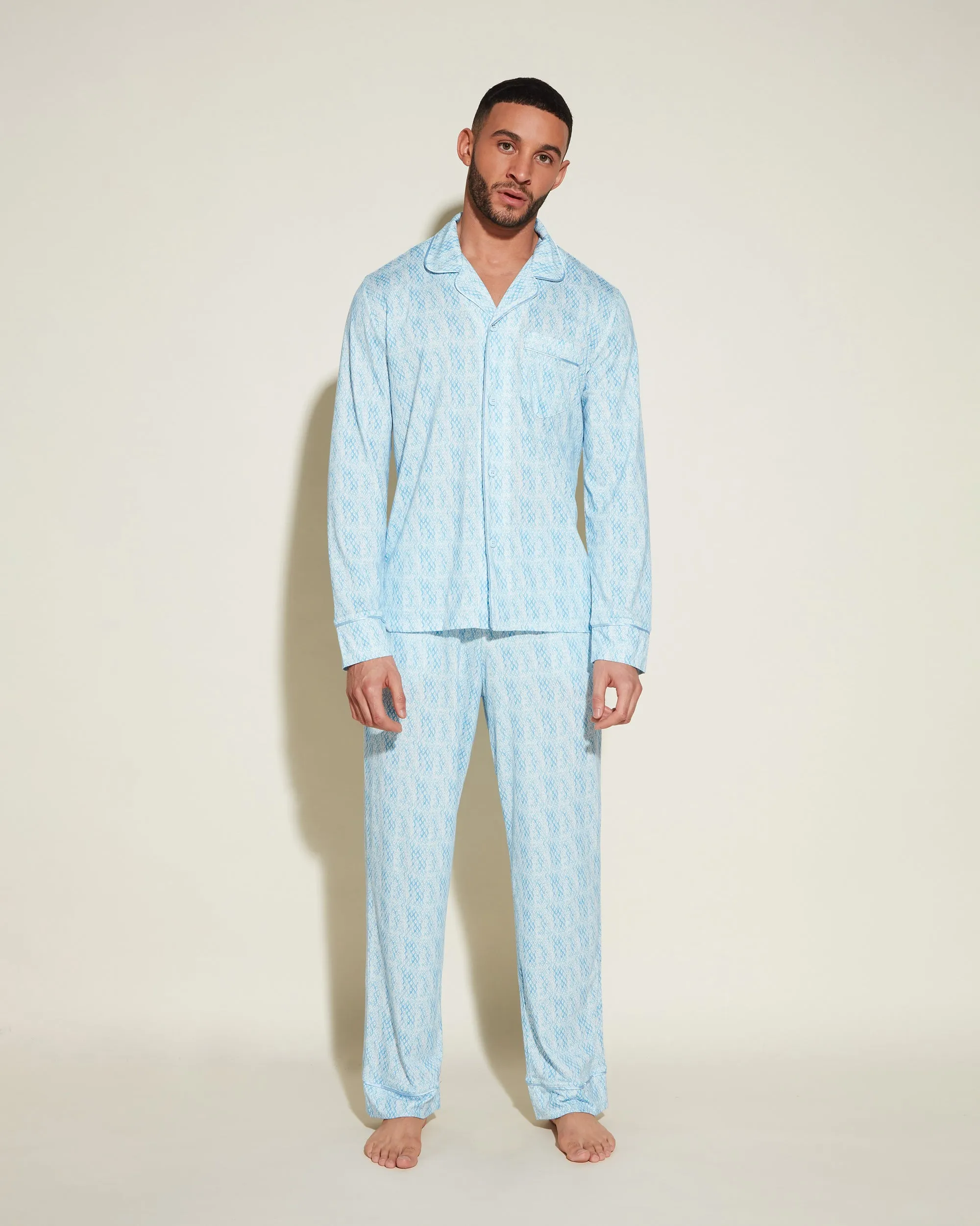 Conjunto De Pijama Para Hombre Clásico Con Camisa De Manga Larga Y Pantalones