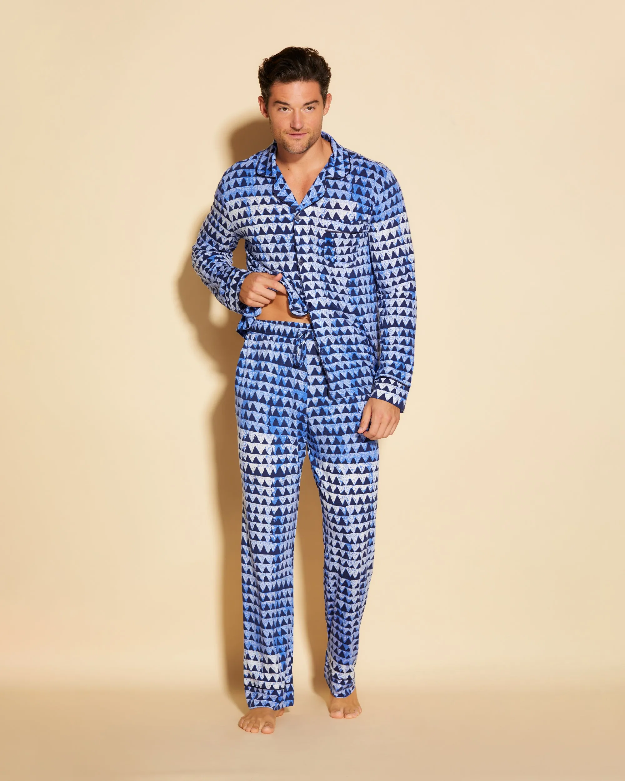 Conjunto De Pijama Para Hombre Clásico Con Camisa De Manga Larga Y Pantalones