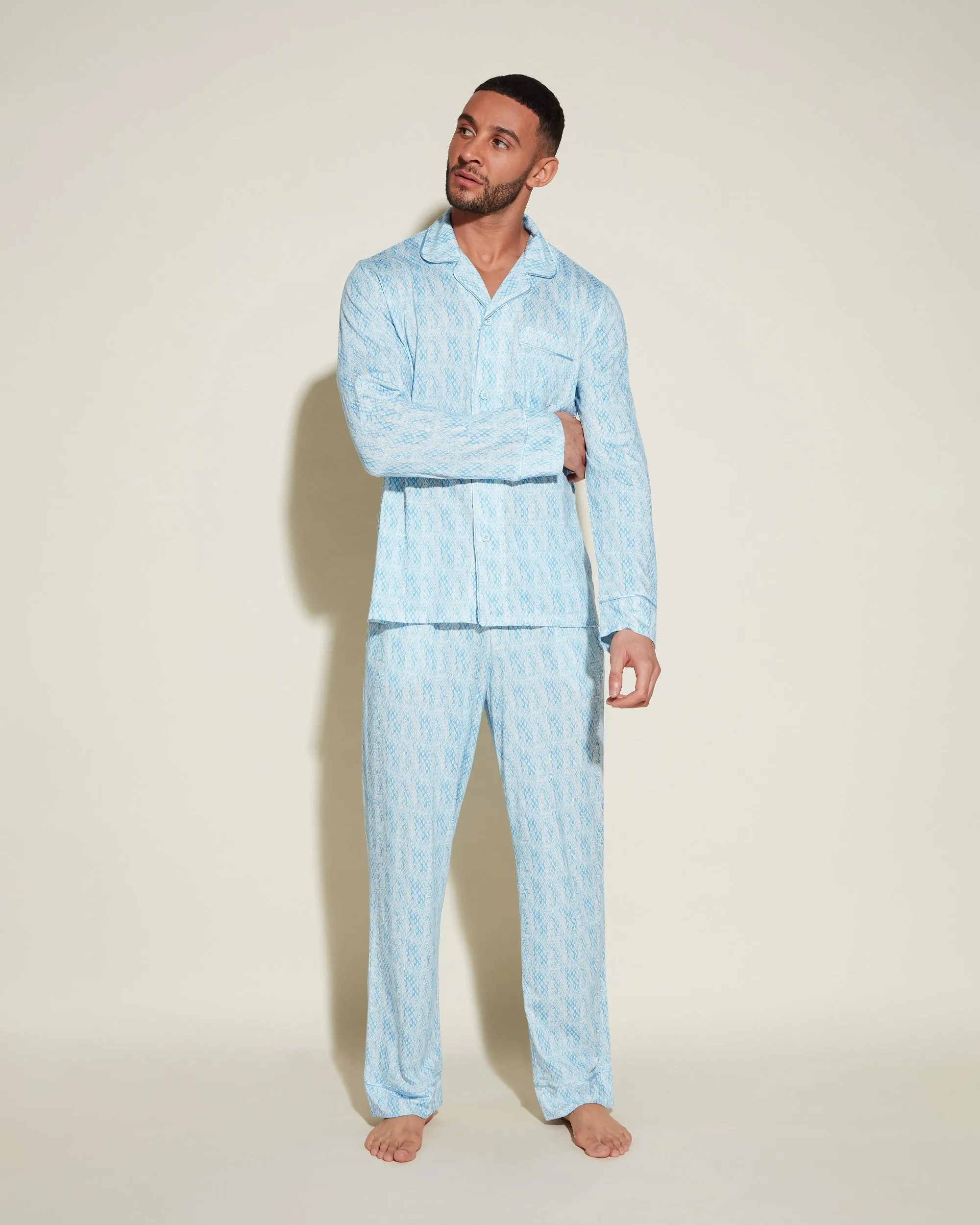 Conjunto De Pijama Para Hombre Clásico Con Camisa De Manga Larga Y Pantalones