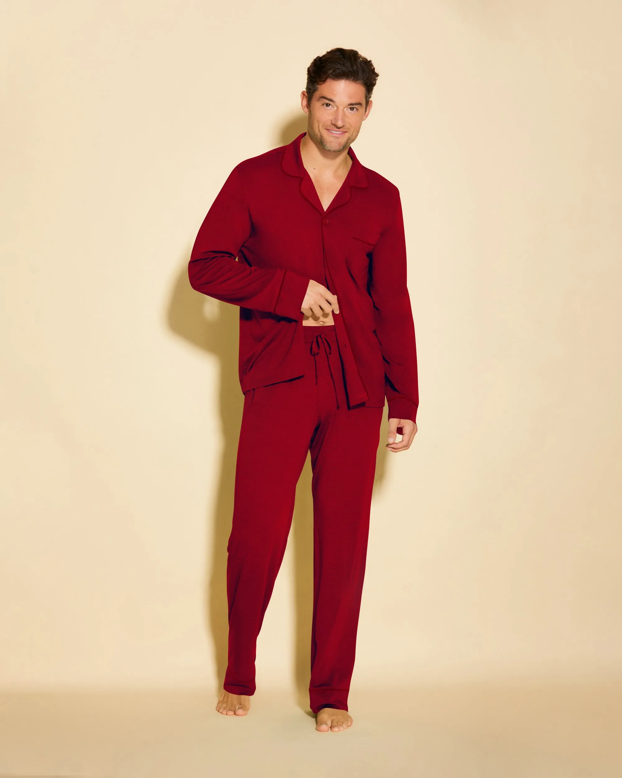 Conjunto De Pijama Para Hombre Clásico Con Camisa De Manga Larga Y Pantalones