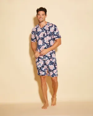 Conjunto De Pijama Para Hombre Con Camisa De Manga Corta Y Pantalones Cortos