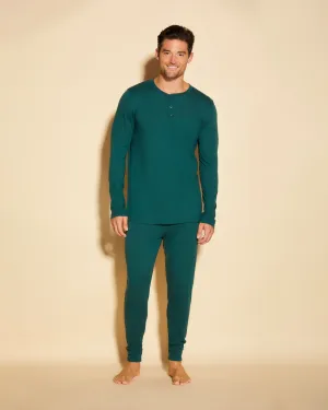 Conjunto De Pijama Para Hombre Con Camiseta Henley Y Pantalones Joggers