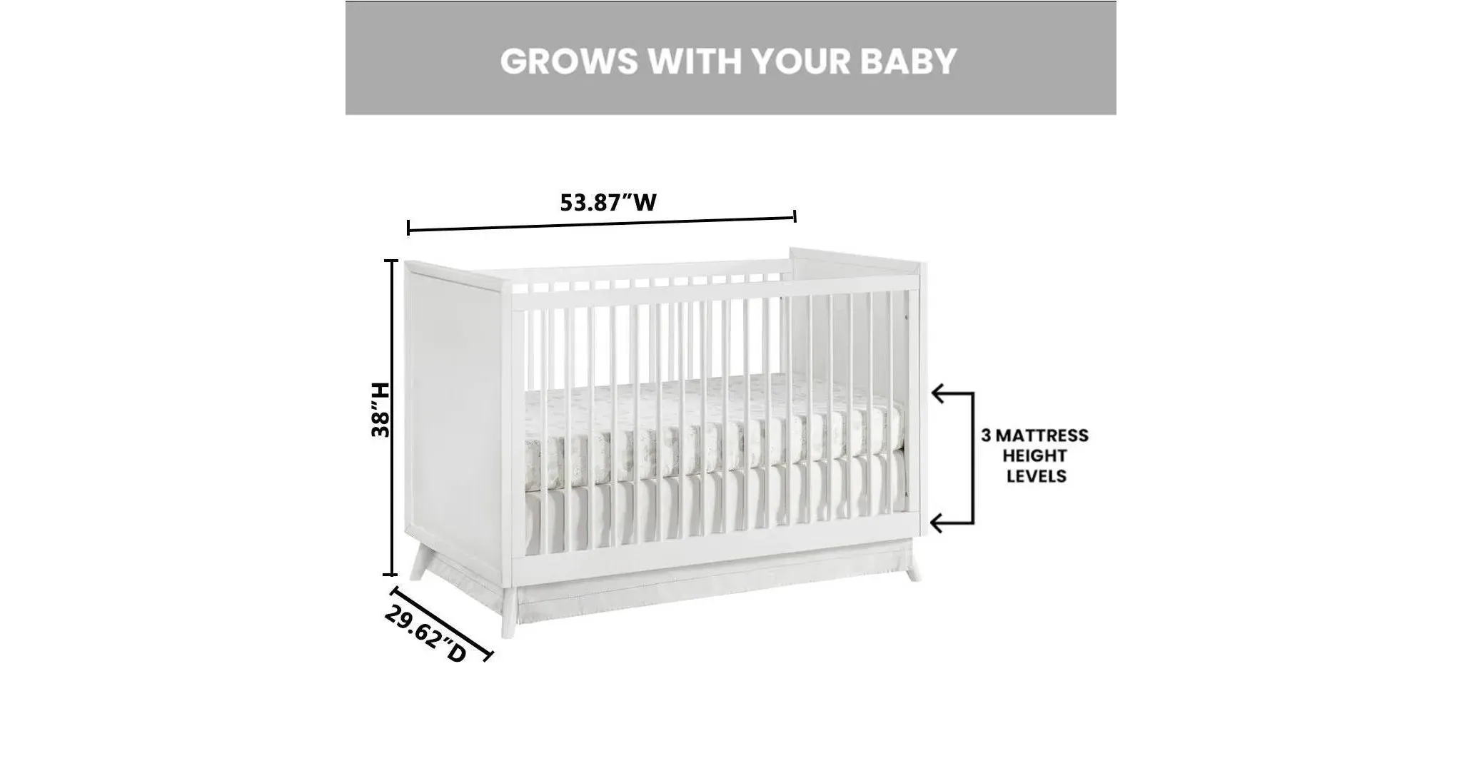 Dawson 3-in-1 Crib - White