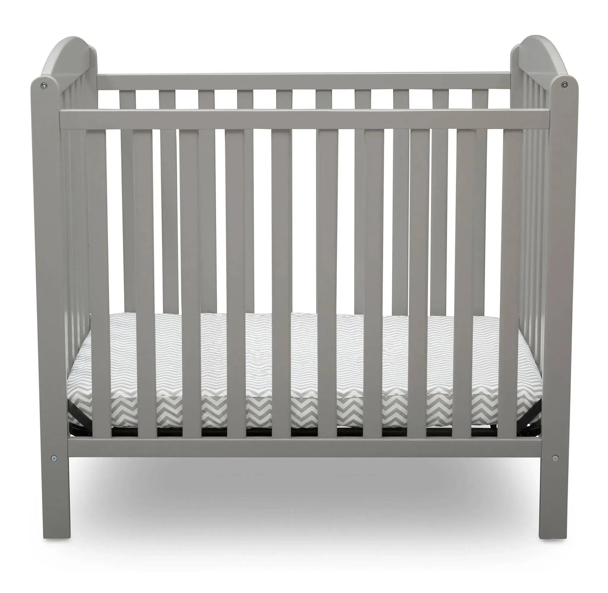 Emery Mini Convertible Baby Crib with Mattress - Gray