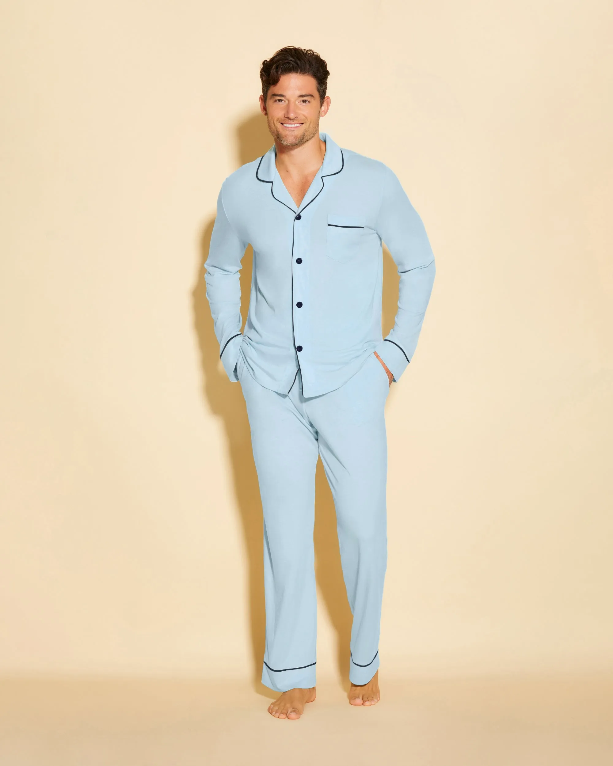 Ensemble De Pyjama Classique À Manches Longues Et Pantalon Pour Hommes