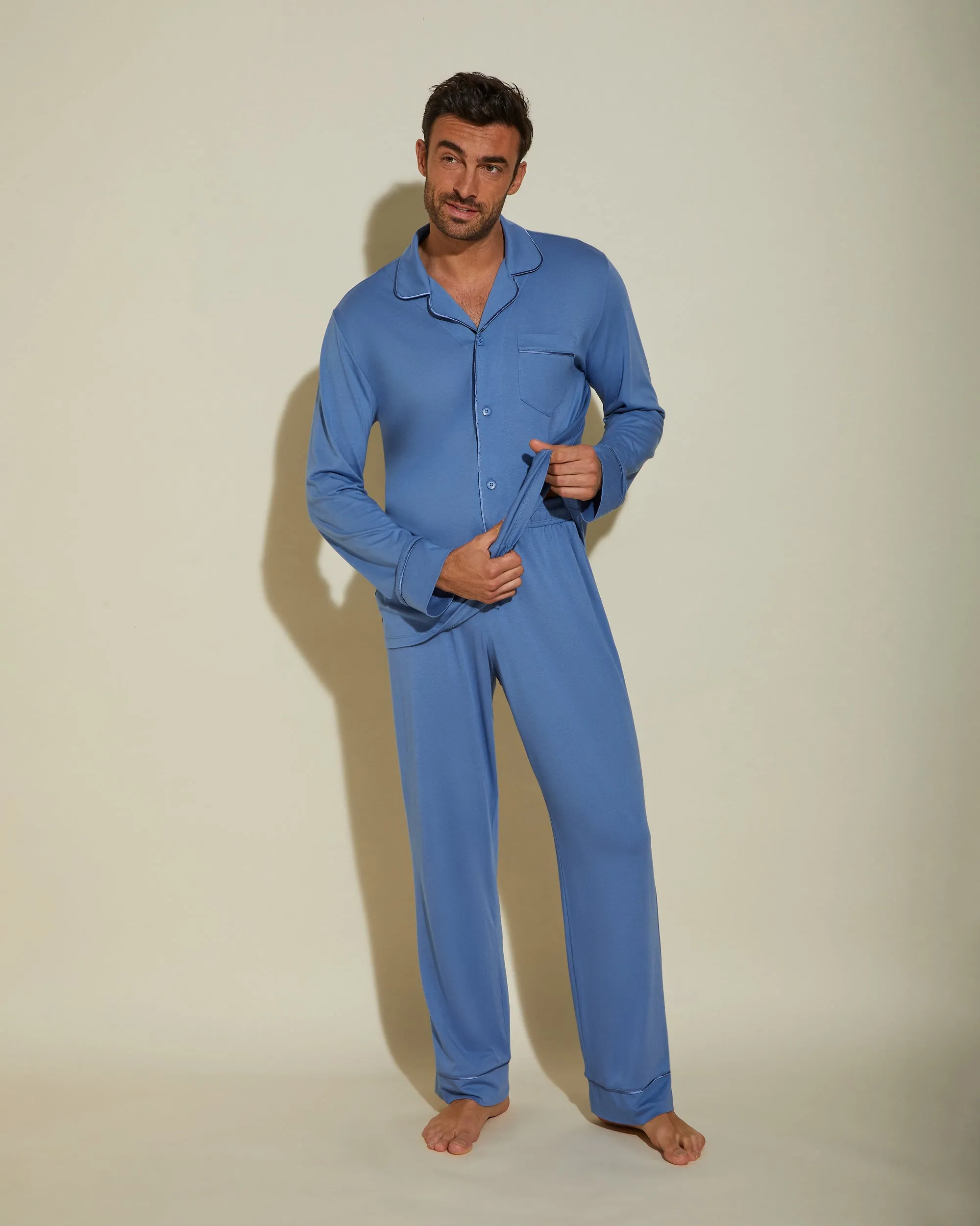 Ensemble De Pyjama Classique À Manches Longues Et Pantalon Pour Hommes