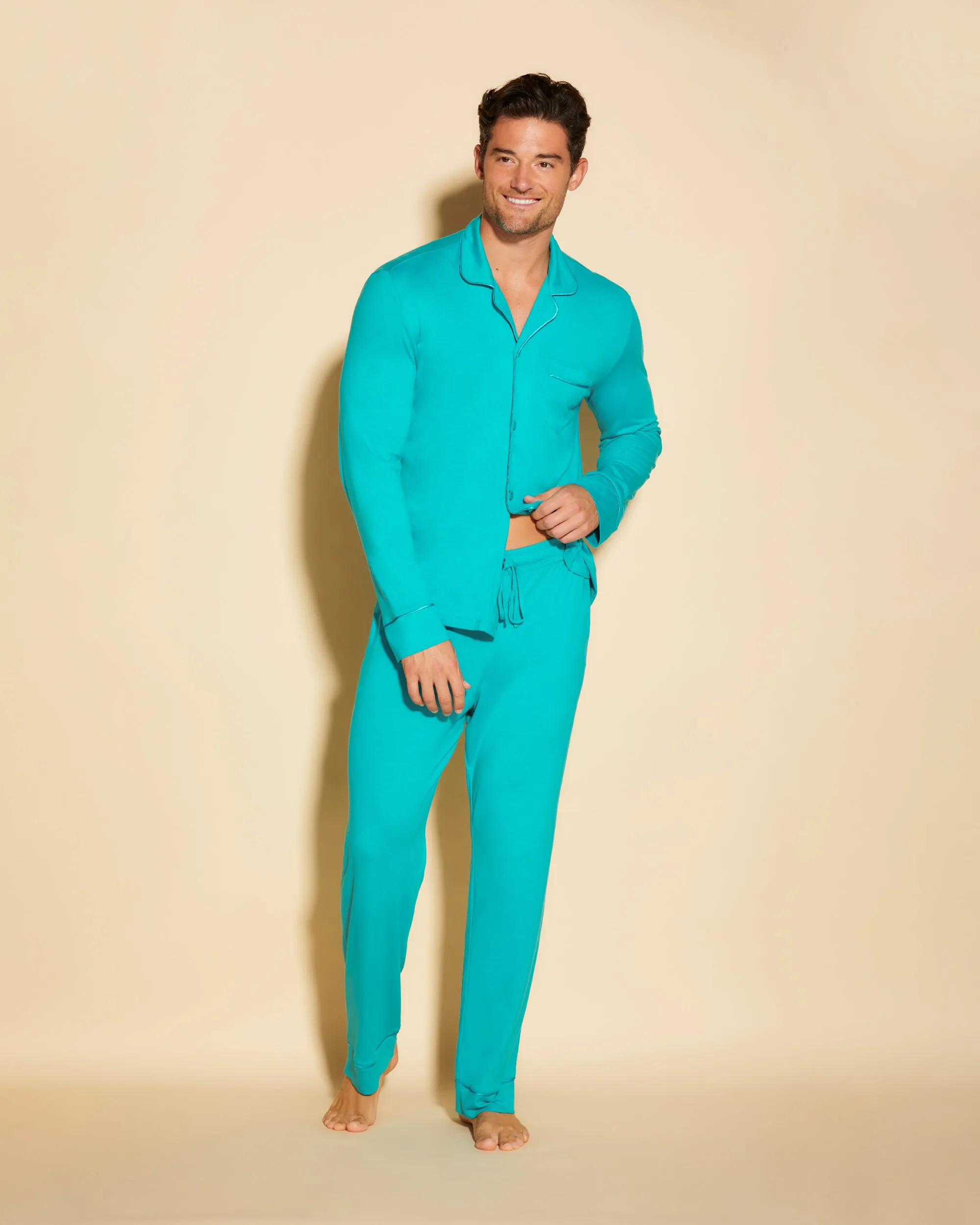 Ensemble De Pyjama Classique À Manches Longues Et Pantalon Pour Hommes