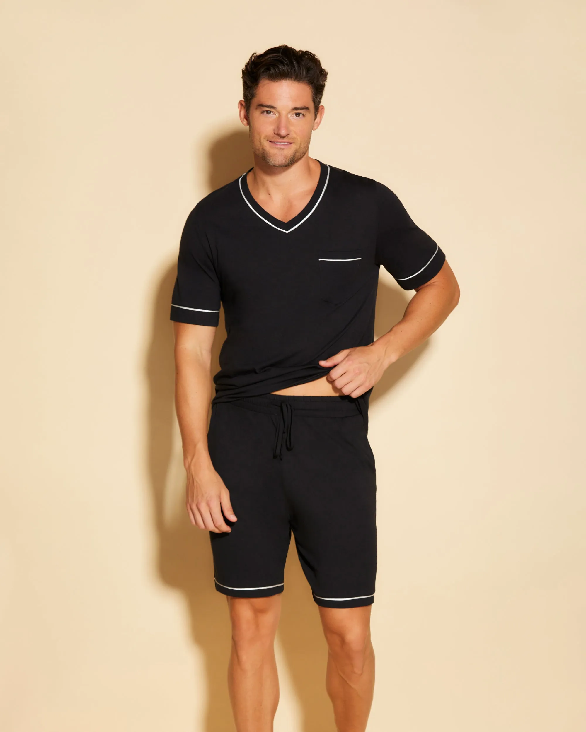 Ensemble Pyjama Haut À Manches Courtes Et Short Pour Hommes