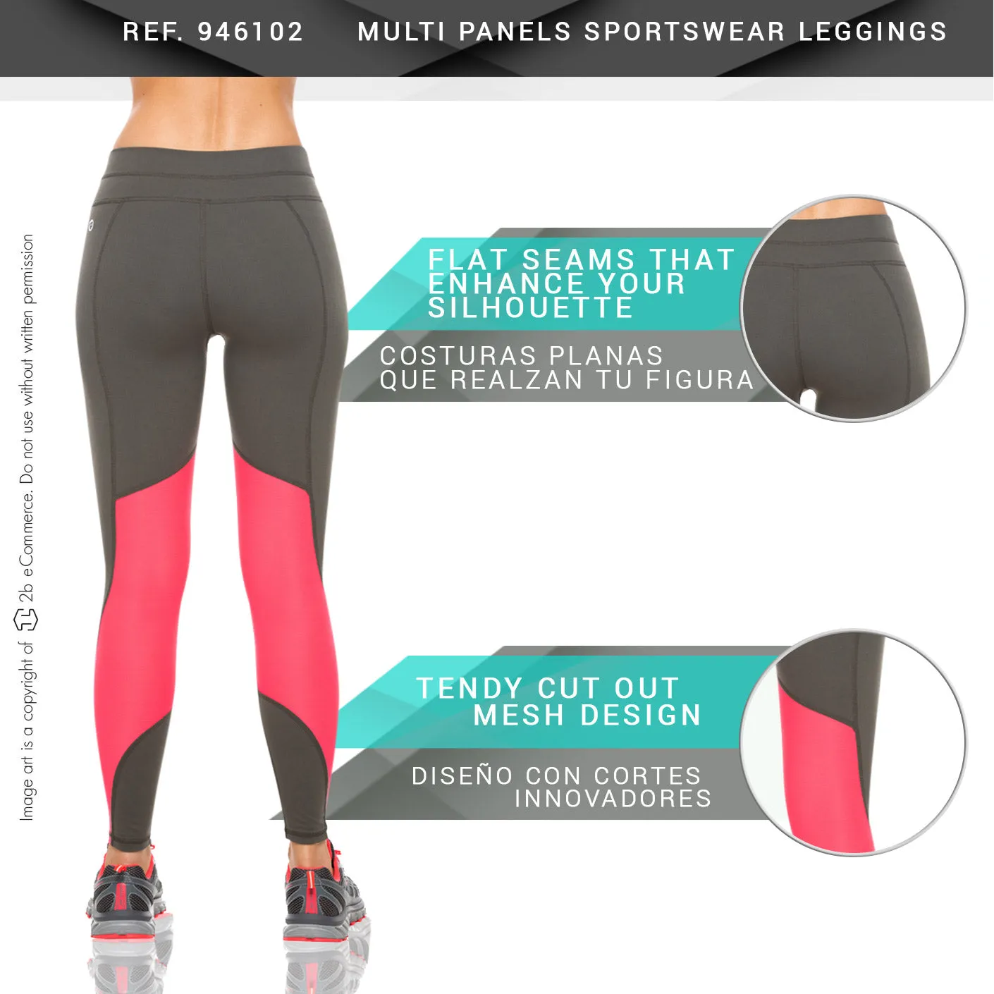 Flexmee 946102 Multi Panels Leggings  Activewear Workout Pants Trousers