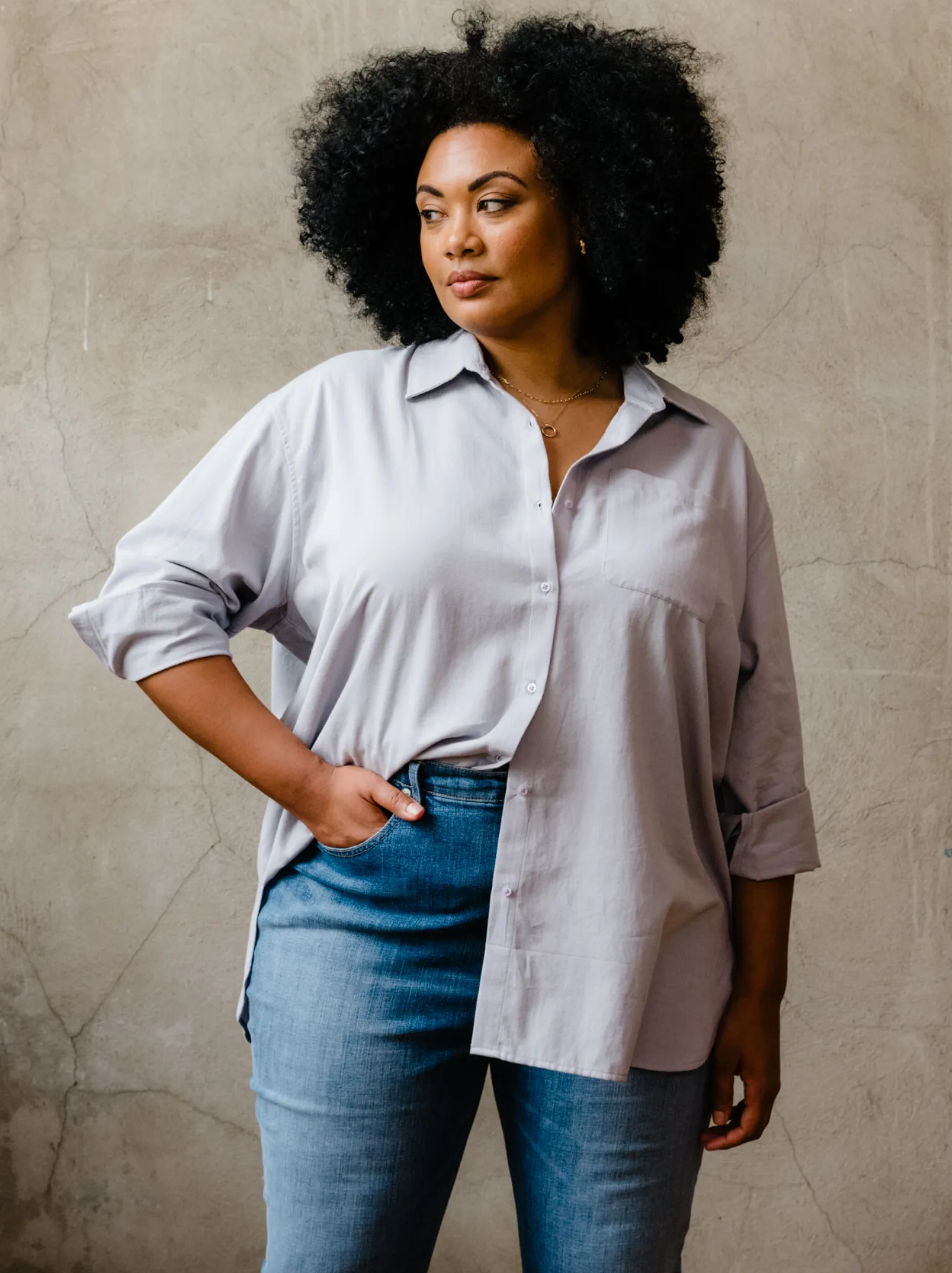 Harris Oversized Button Down Shirt: Zen Blue
