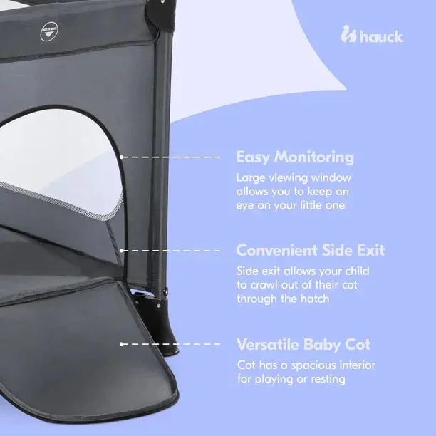 Hauck Dream'n Play Travel Cot Plus for Babies and Toddlers Up to 33 Pounds, Grey