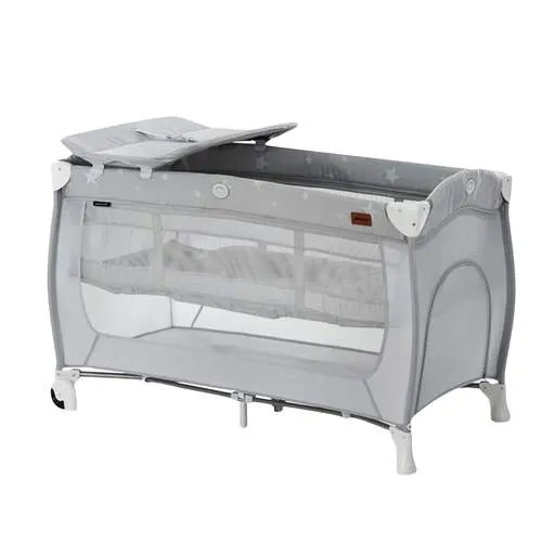 Hauck Sleep N Play Center Portable Travel Cot W/Bassinet & Playpen, Stars Grey