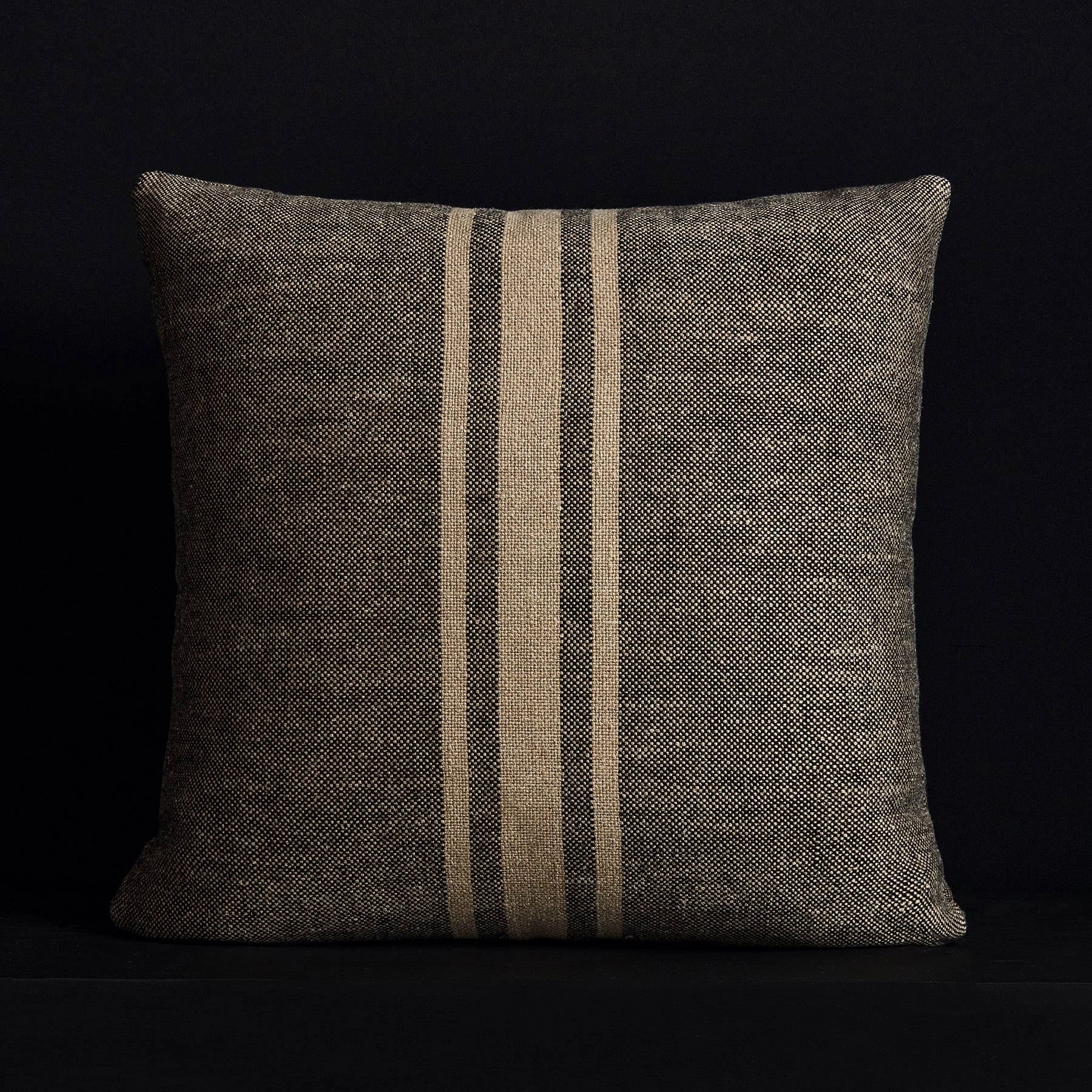 Heavy Triple Stripe Pillow - Black/Beige