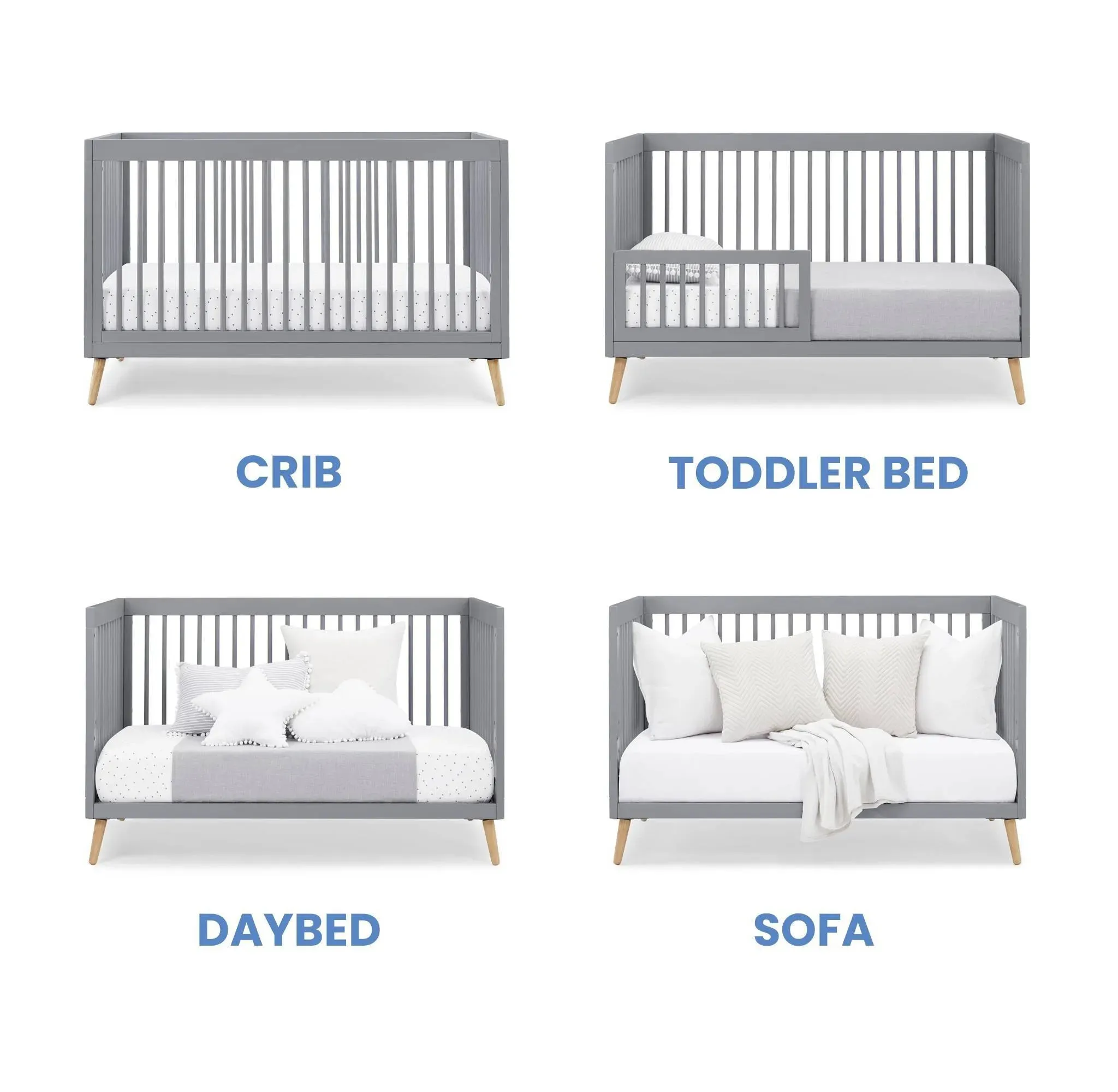 Jordan 4-in-1 Convertible Crib - Gray