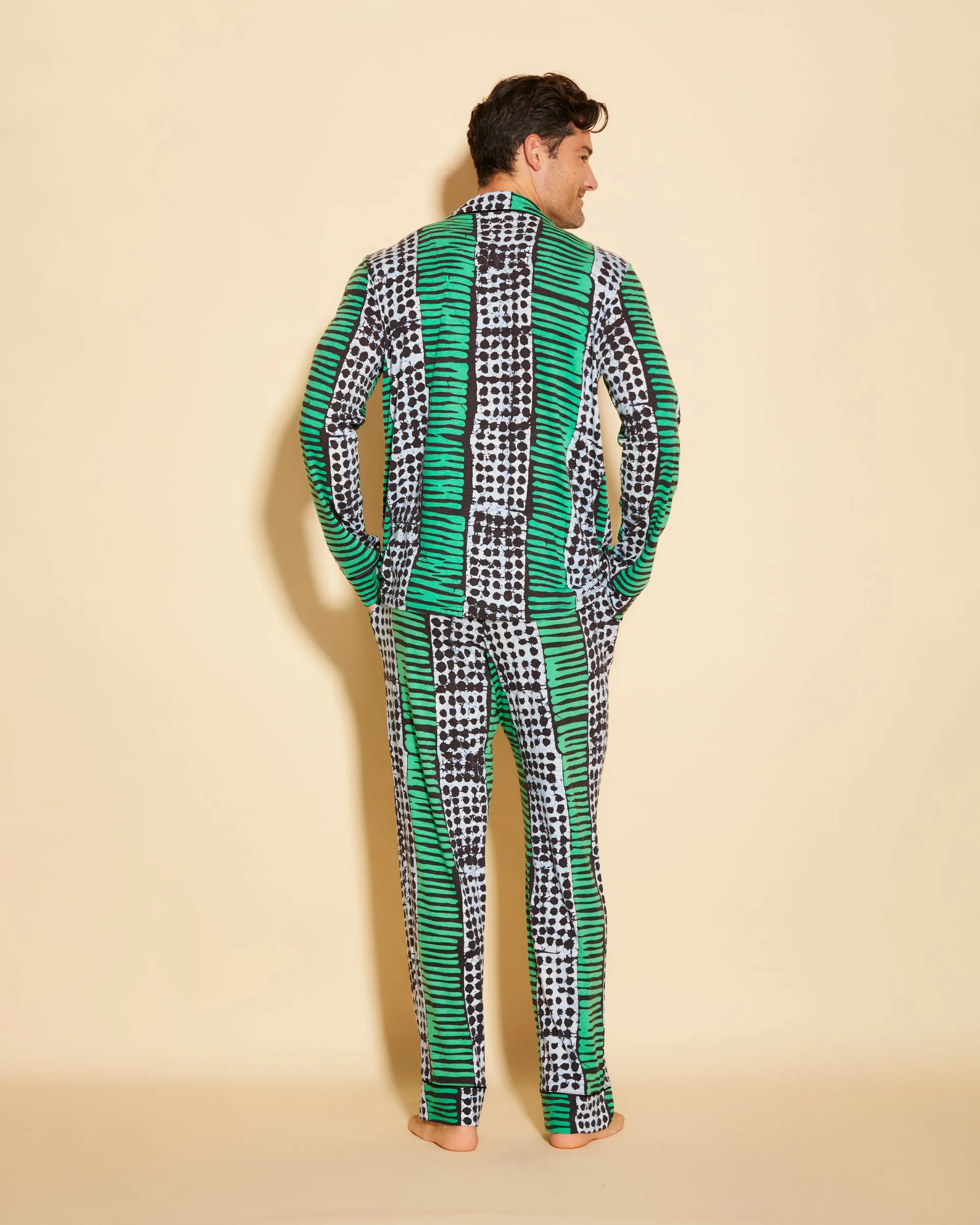Klassisches Langärmeliges Top & Hose Pyjama-Set Für Männer