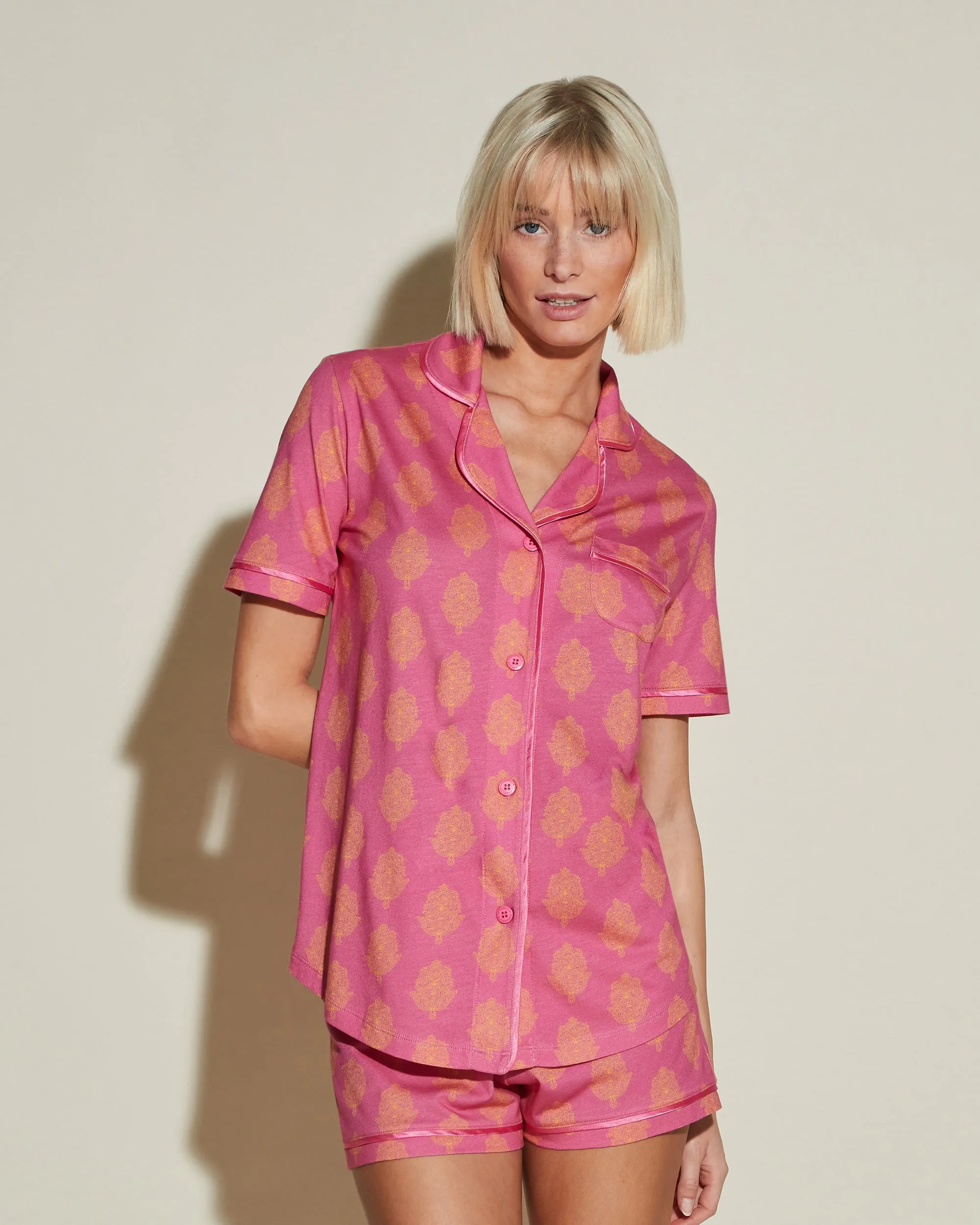 Kurzärmeliges Top & Boxer Pyjama-Set