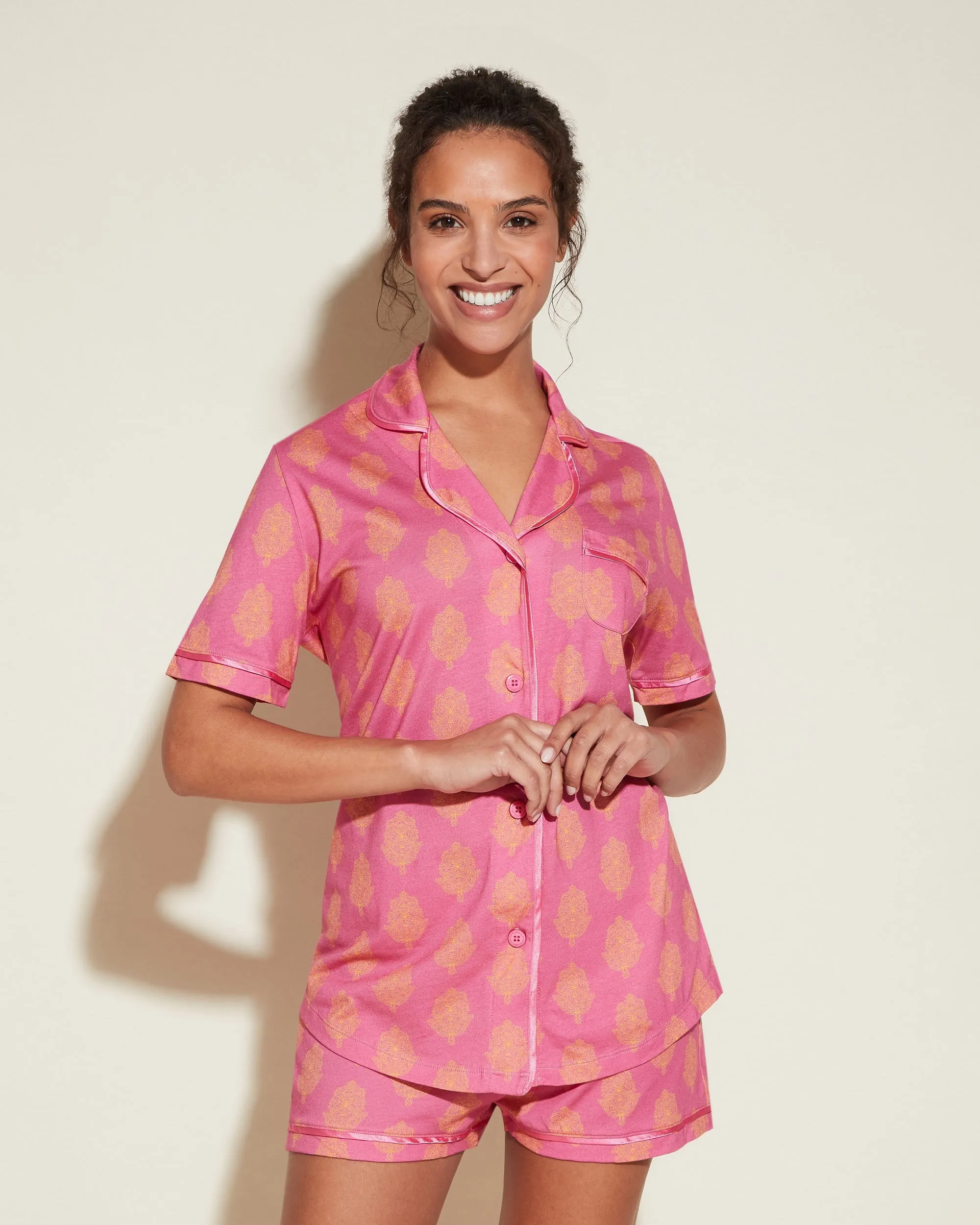 Kurzärmeliges Top & Boxer Pyjama-Set