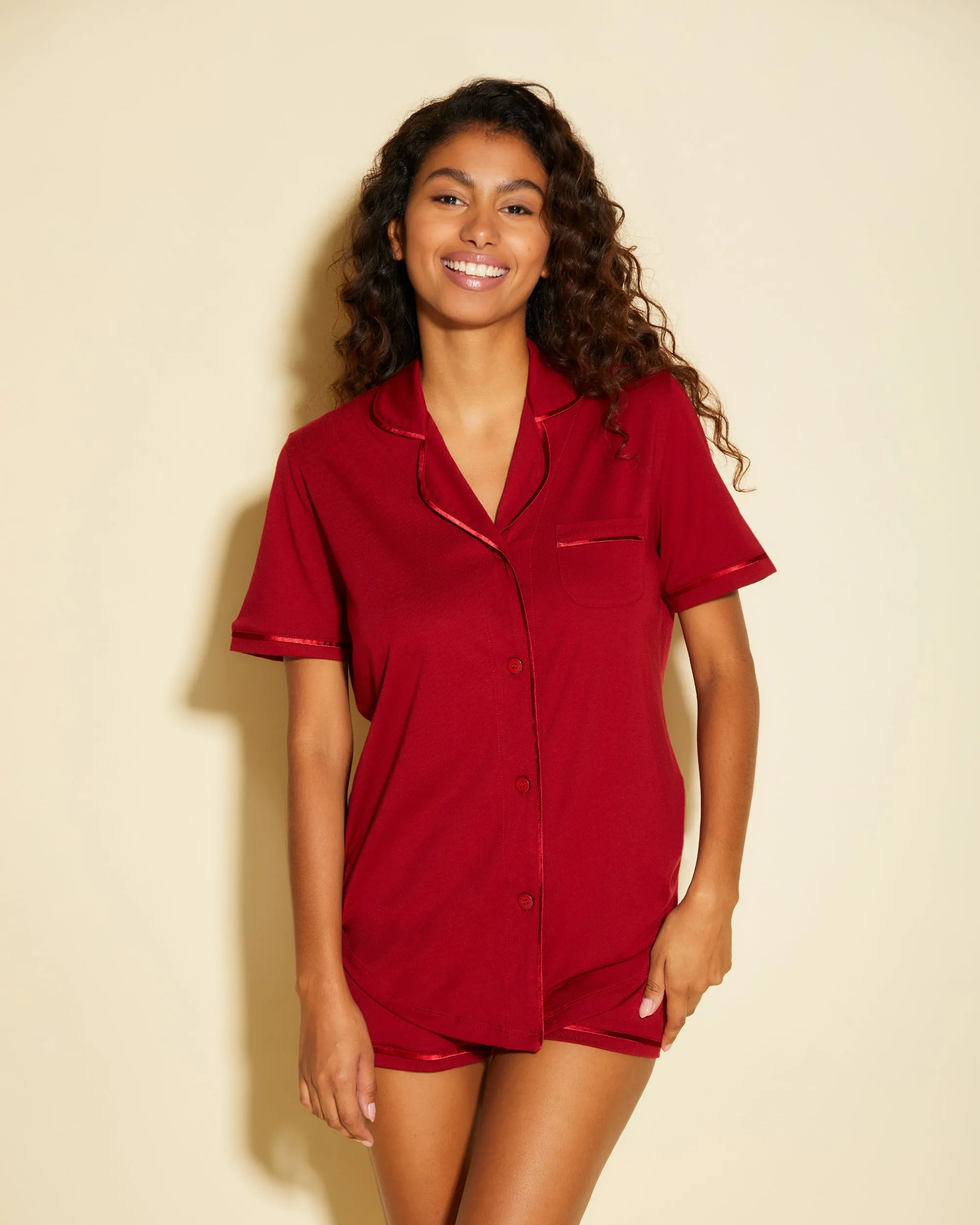 Kurzärmeliges Top & Boxer Pyjama-Set