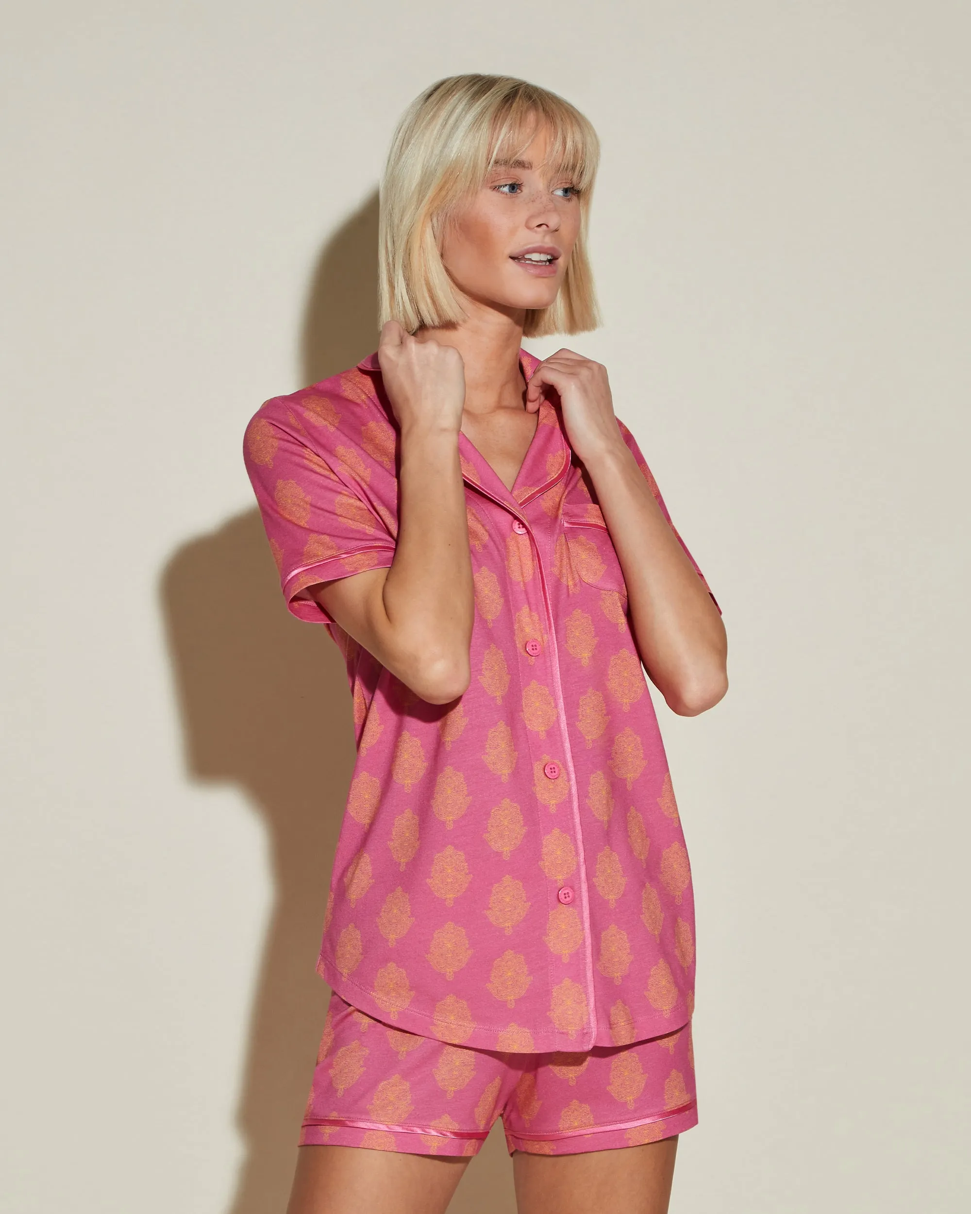 Kurzärmeliges Top & Boxer Pyjama-Set