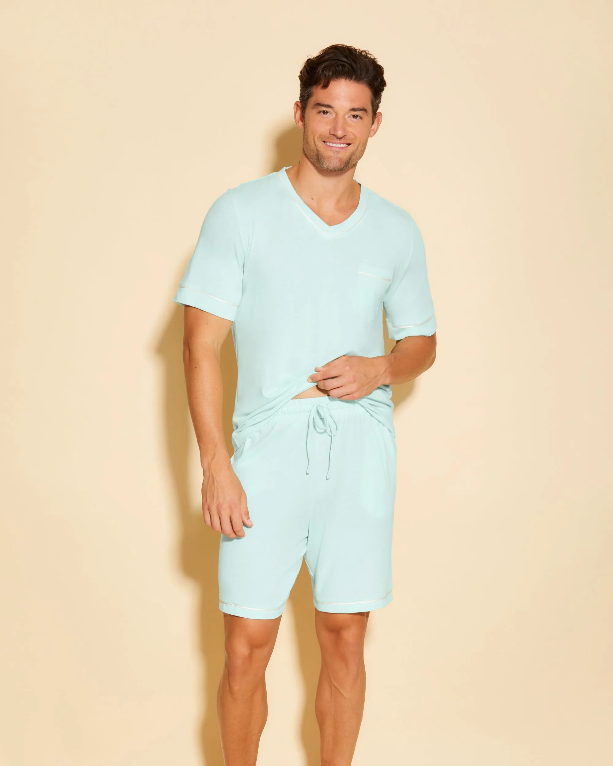 Kurzärmeliges Top & Shorts Pyjama-Set Für Männer