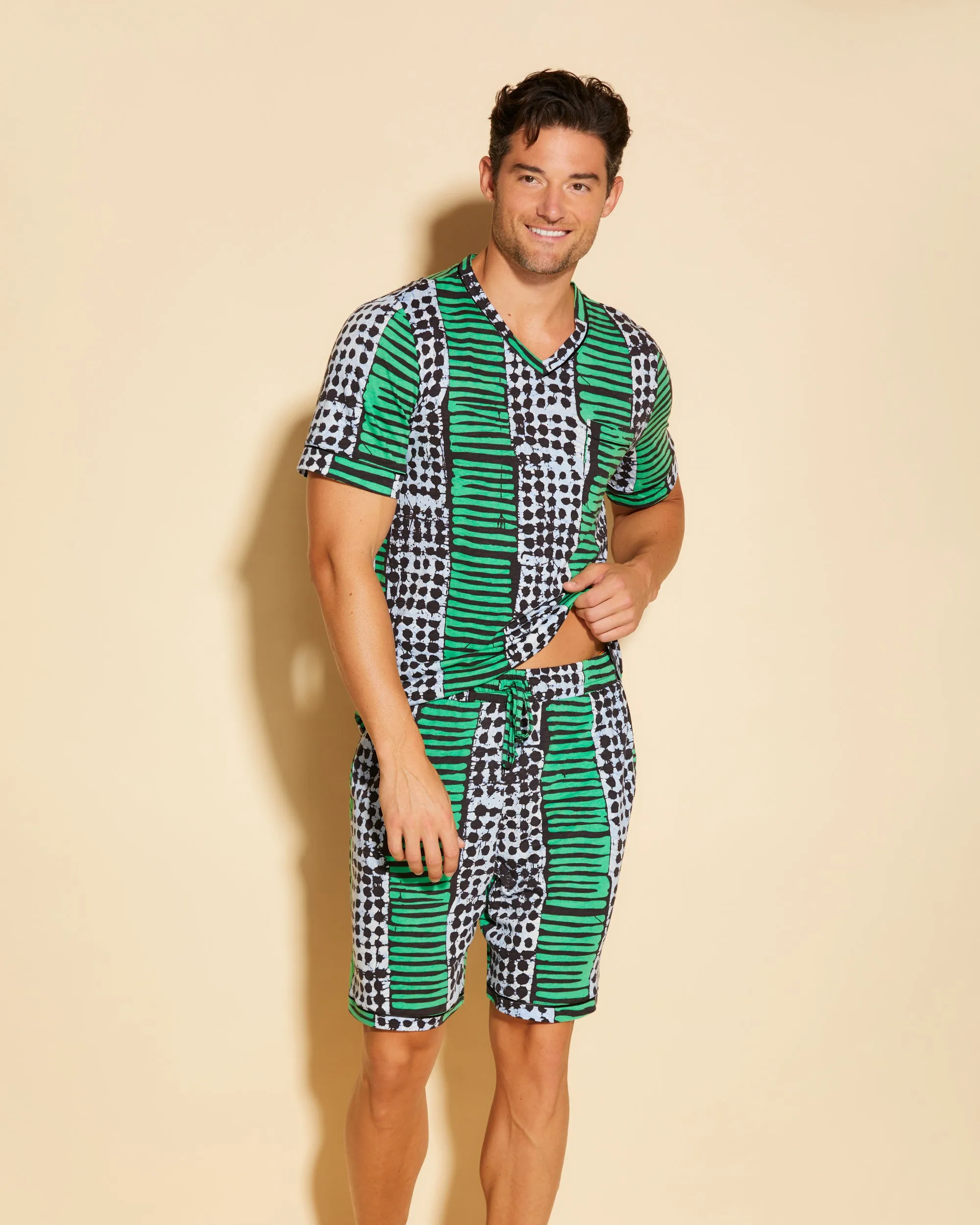 Kurzärmeliges Top & Shorts Pyjama-Set Für Männer