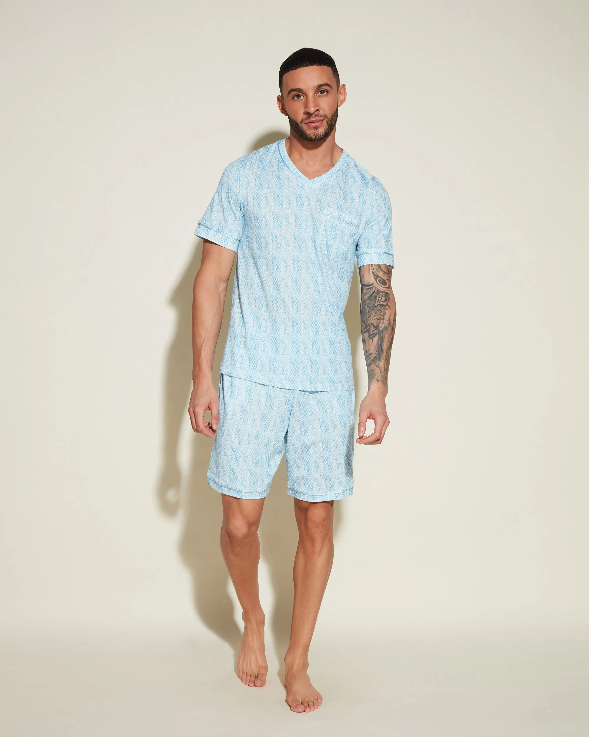 Kurzärmeliges Top & Shorts Pyjama-Set Für Männer