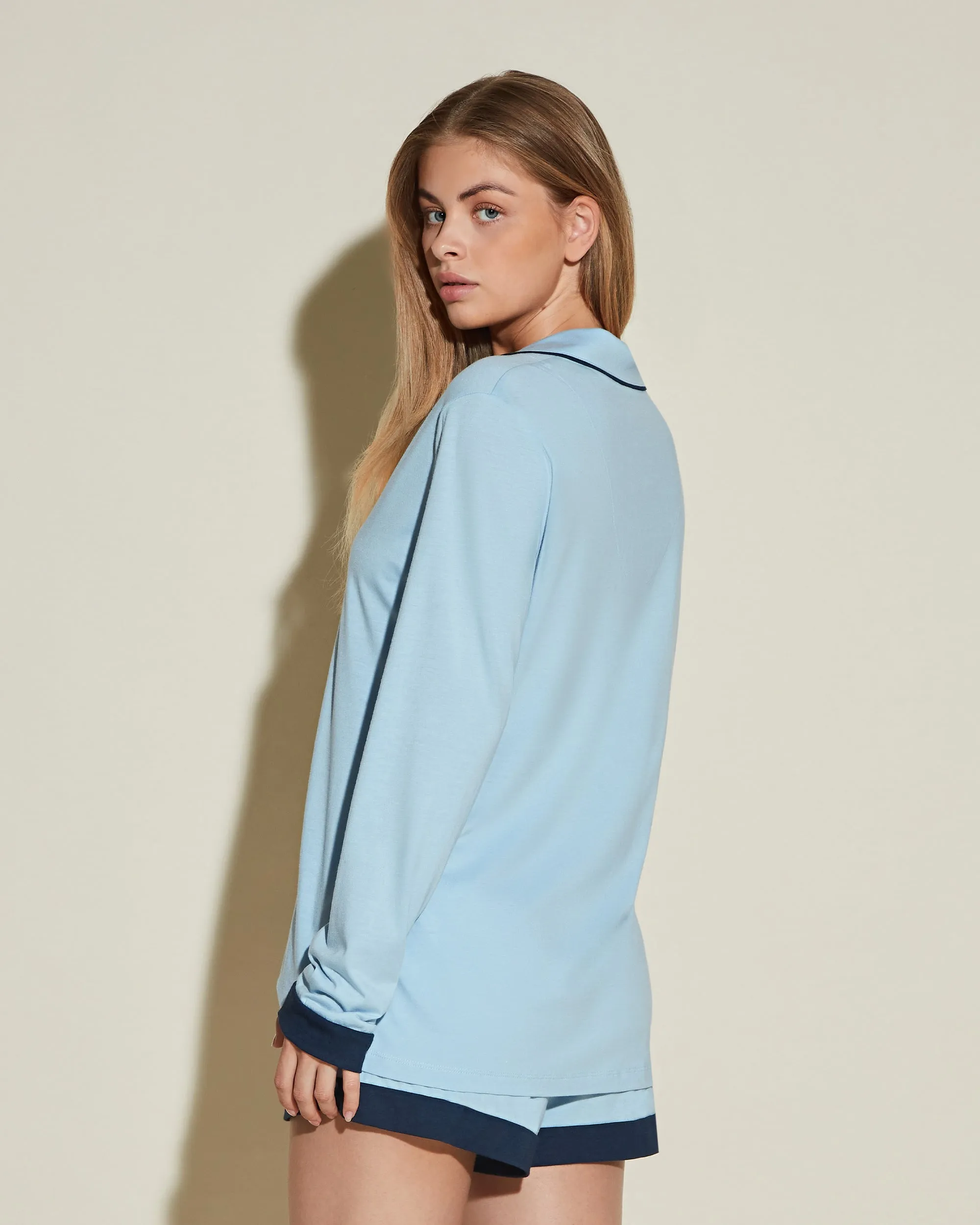 Langärmeliges Top & Boxer Pyjama-Set